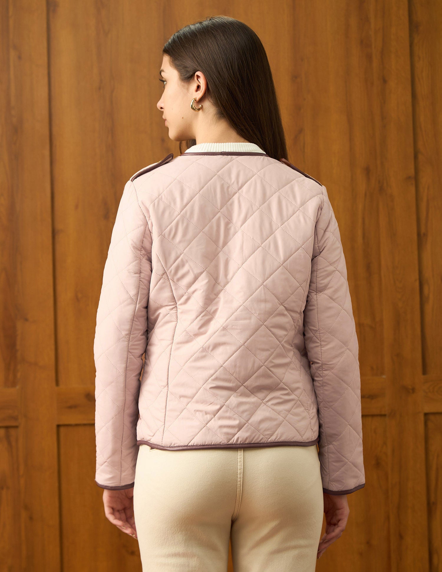 Solid Quilted Jacket Pink - U.S. Polo Assn. India | Large