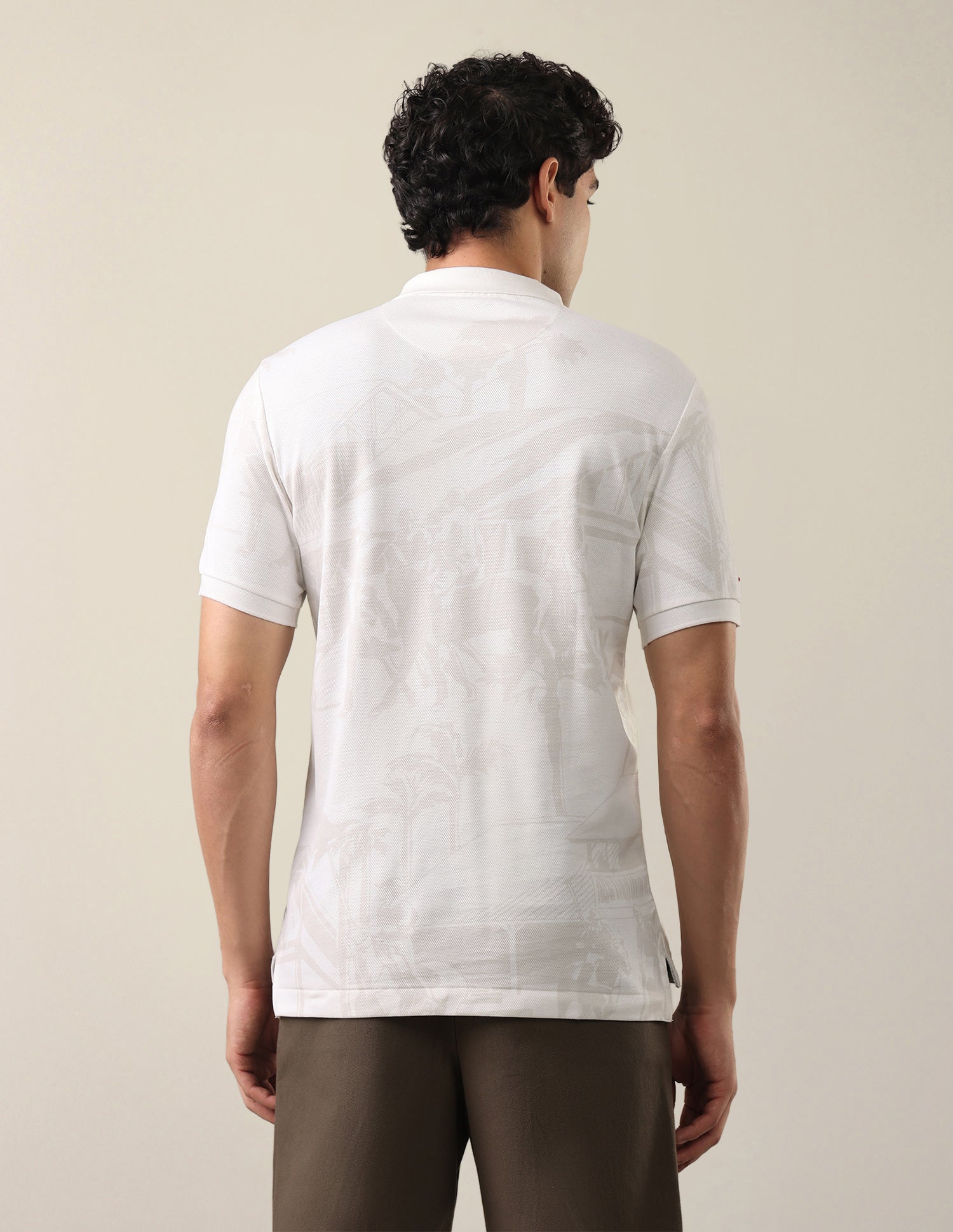 Graphic Printed Slim Fit Polo Shirt Off White - U.S. Polo Assn. India | Large