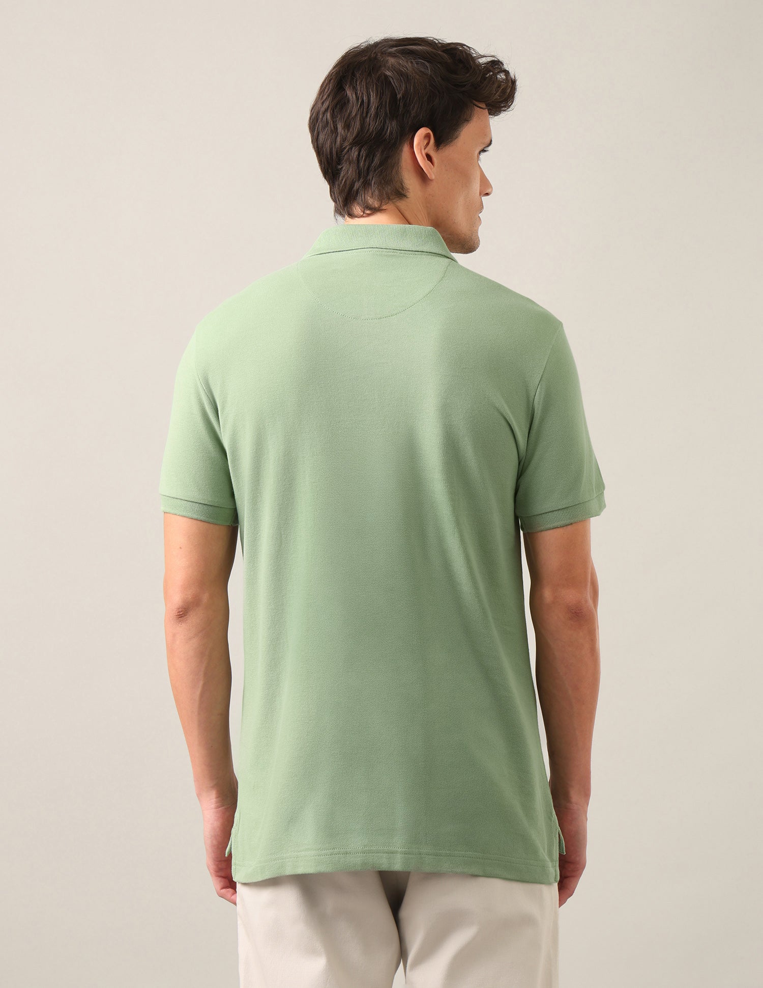 Typographic Brand Printed Slim Fit Polo Shirt Light Green - U.S. Polo Assn. India | Large