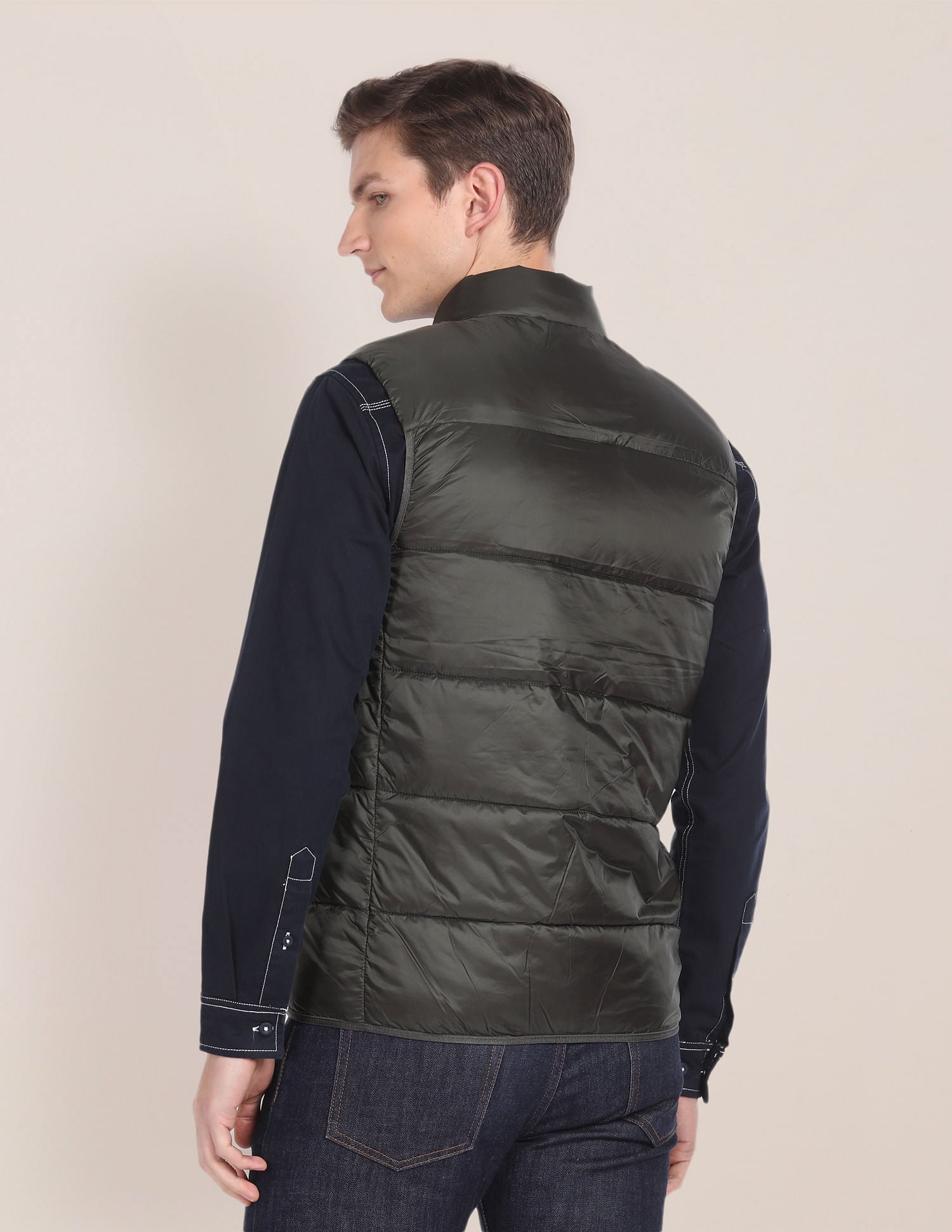 High Neck Sleeveless Quilted Jacket Olive - U.S. Polo Assn. India | Large
