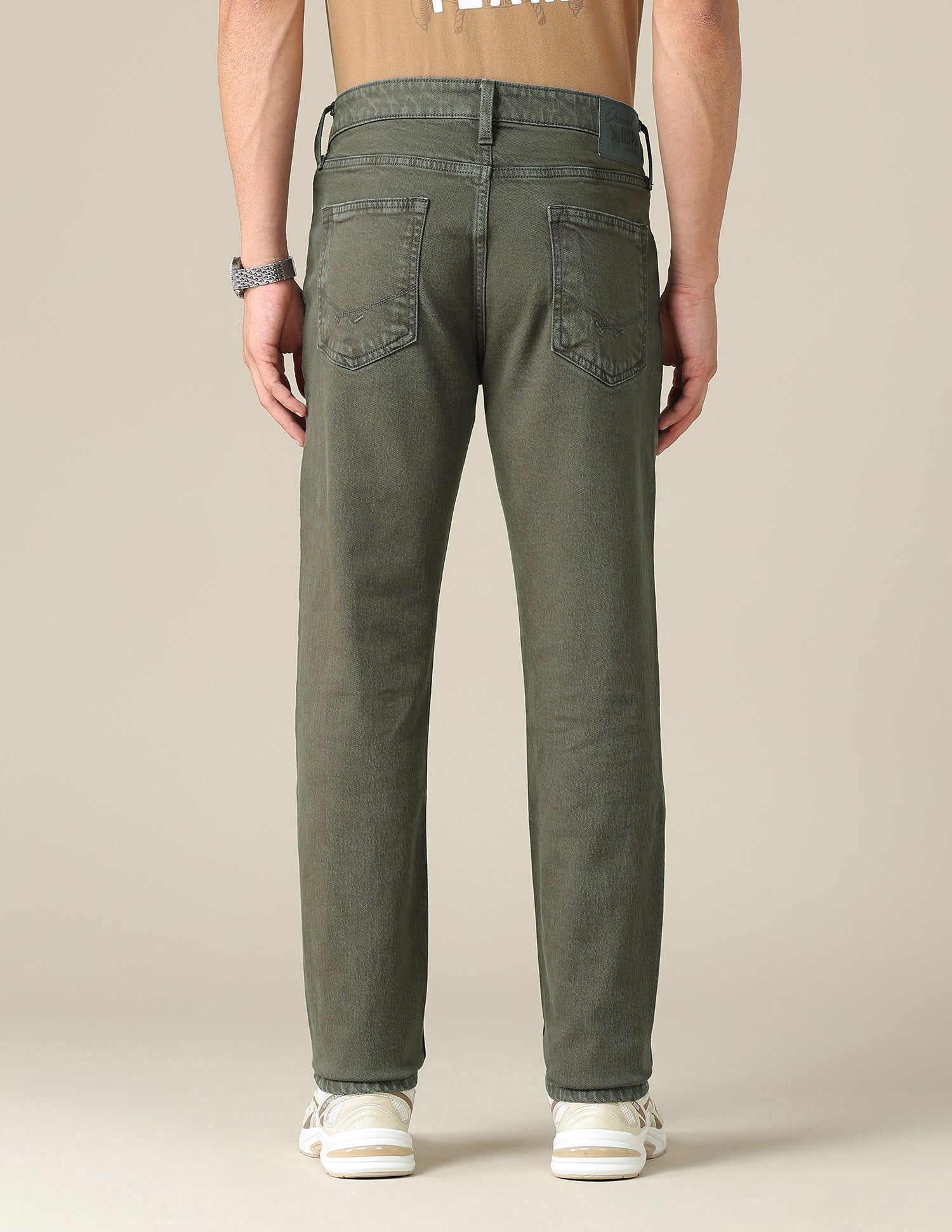 Brandon Slim Tapered Fit Green Jeans Dark Olive - U.S. POLO ASSN. | Large