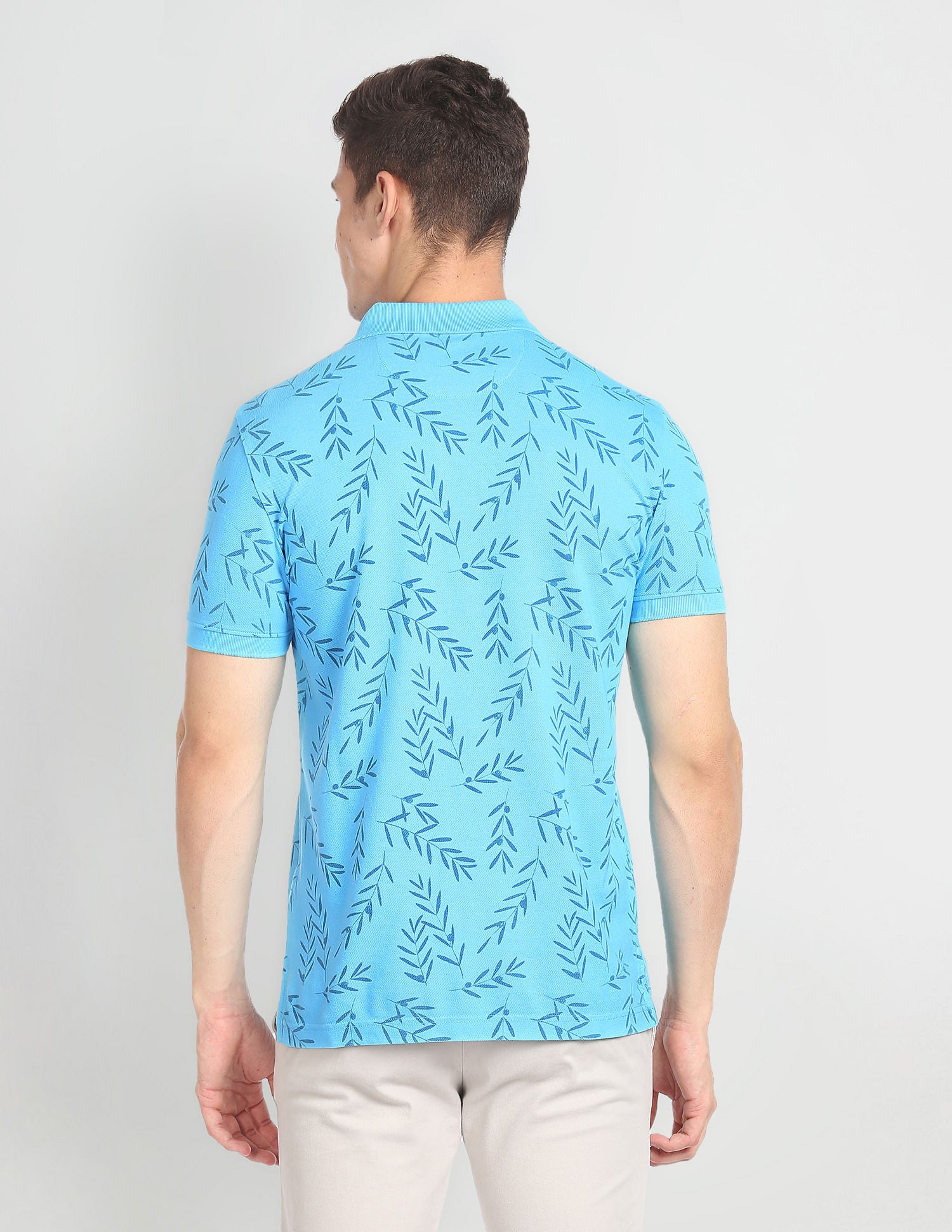 Floral Print Cotton Polo Shirt Light Blue - U.S. POLO ASSN. | Large