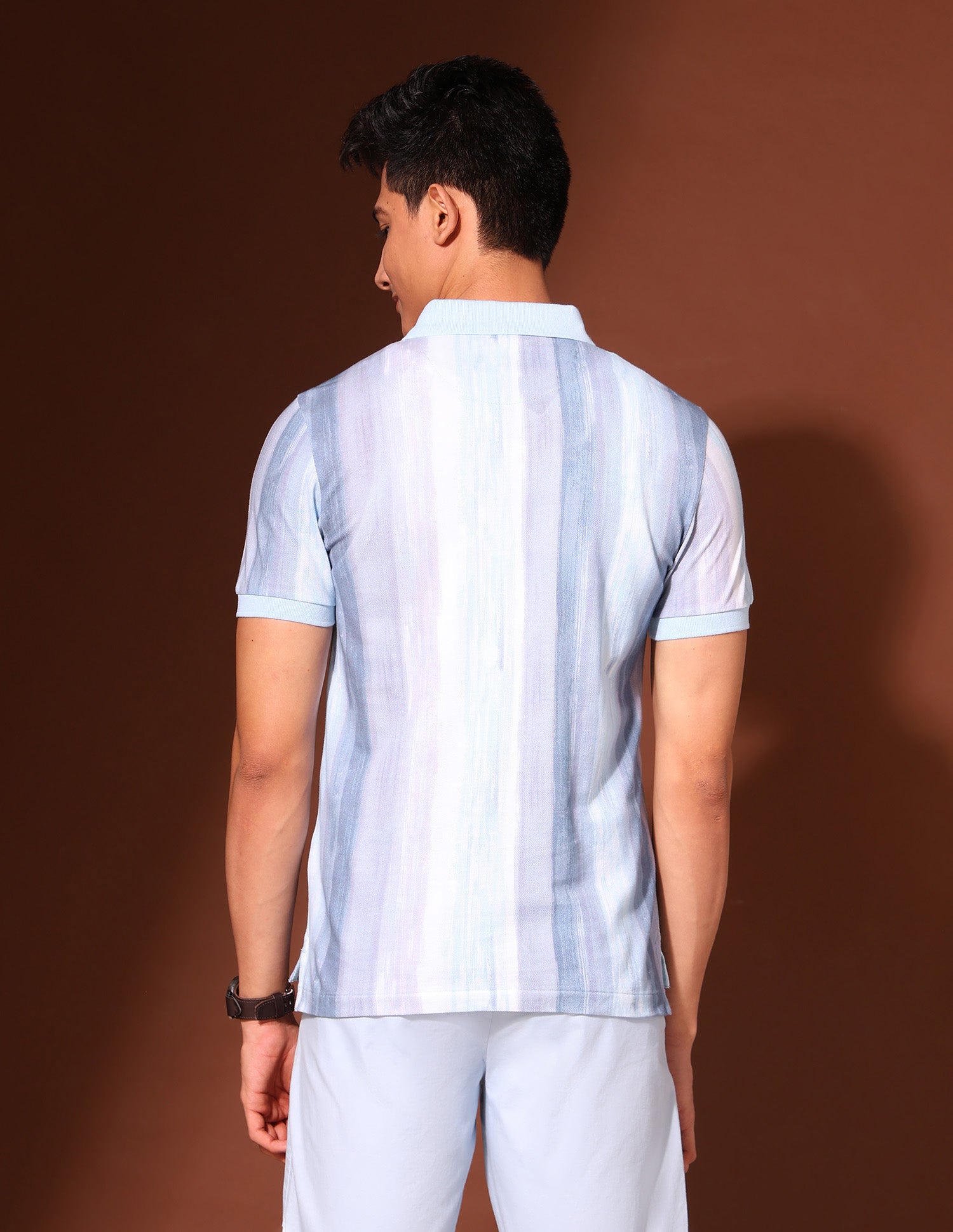 Work And Wander Vertical Striped Polo Shirt Blue - U.S. Polo Assn. India | Large