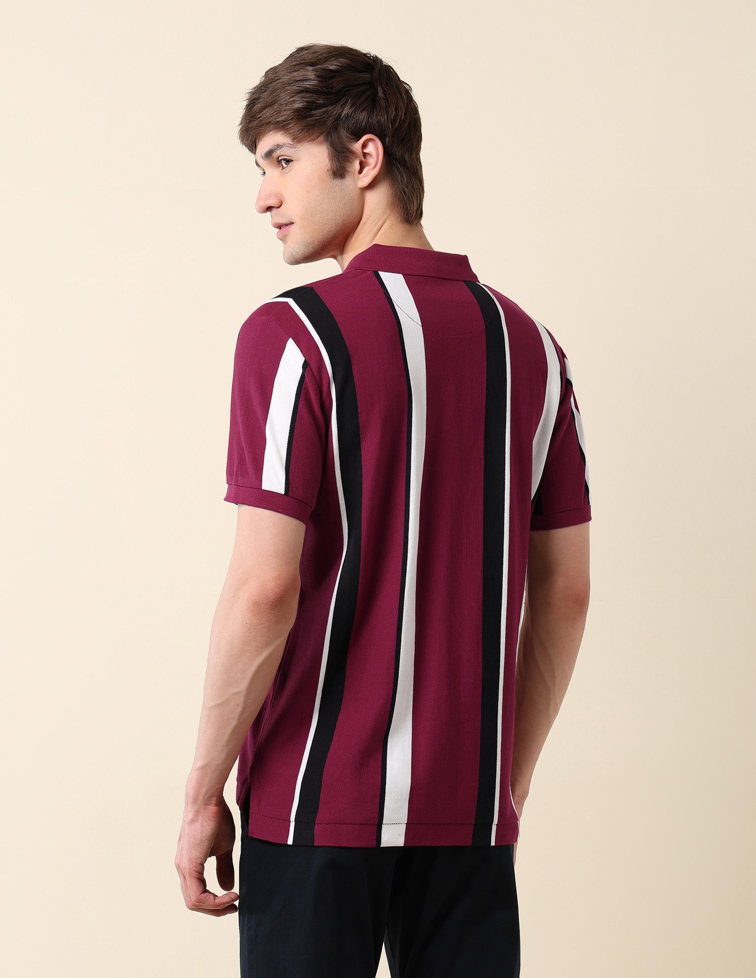 Vertical Striped Classic Polo Shirt Dark Red - U.S. Polo Assn. India | Large