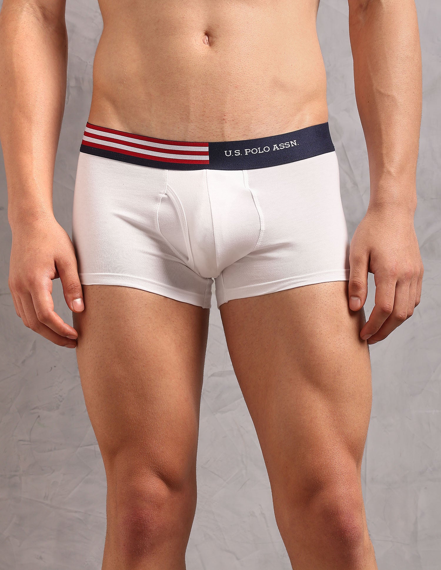 Striped Waistband OET19 Trunks - Pack Of 2 Uspa White and Chinon Green - U.S. Polo Assn. India | Large