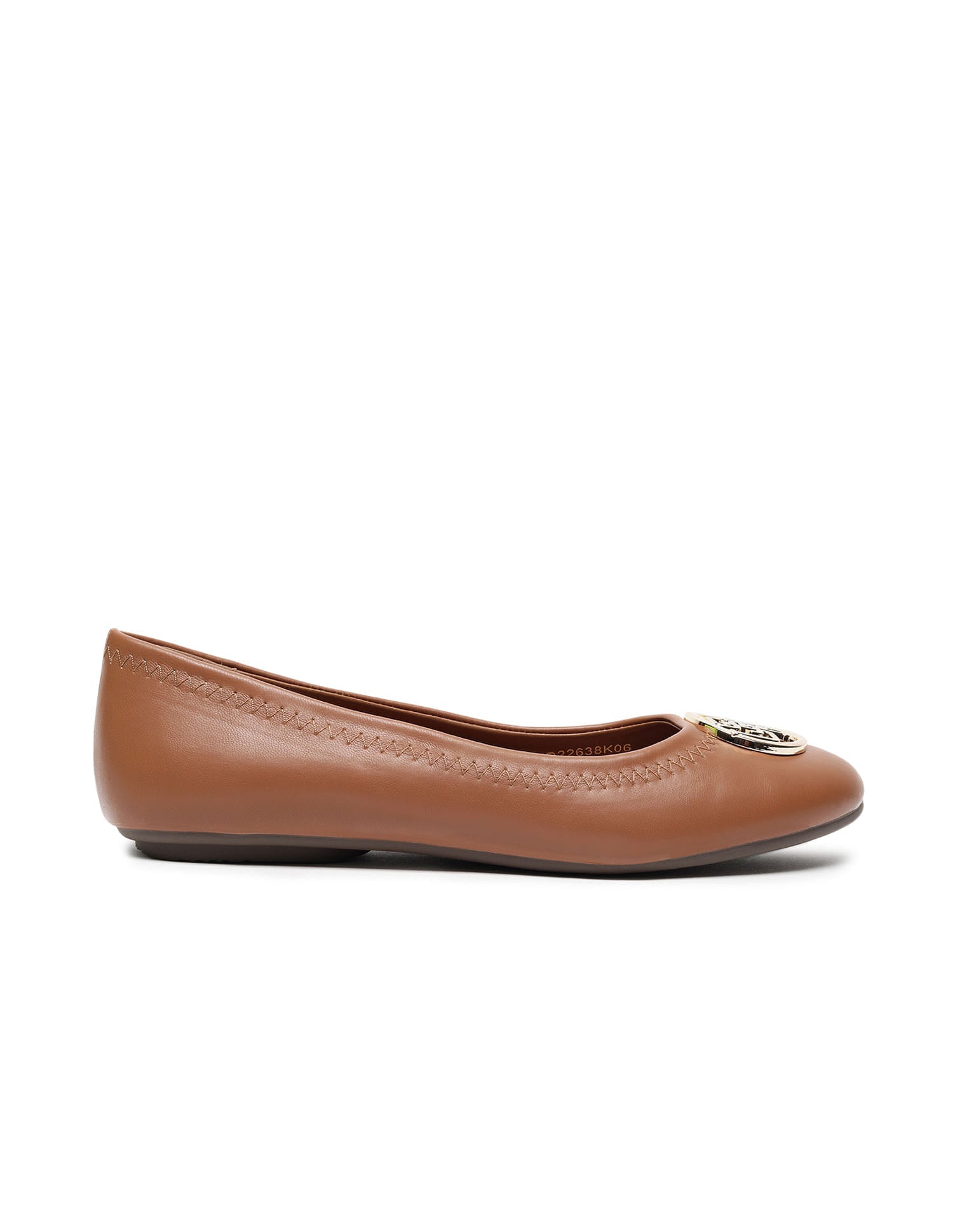Metallic Logo Solid Ballerinas Tan - U.S. Polo Assn. India | Large