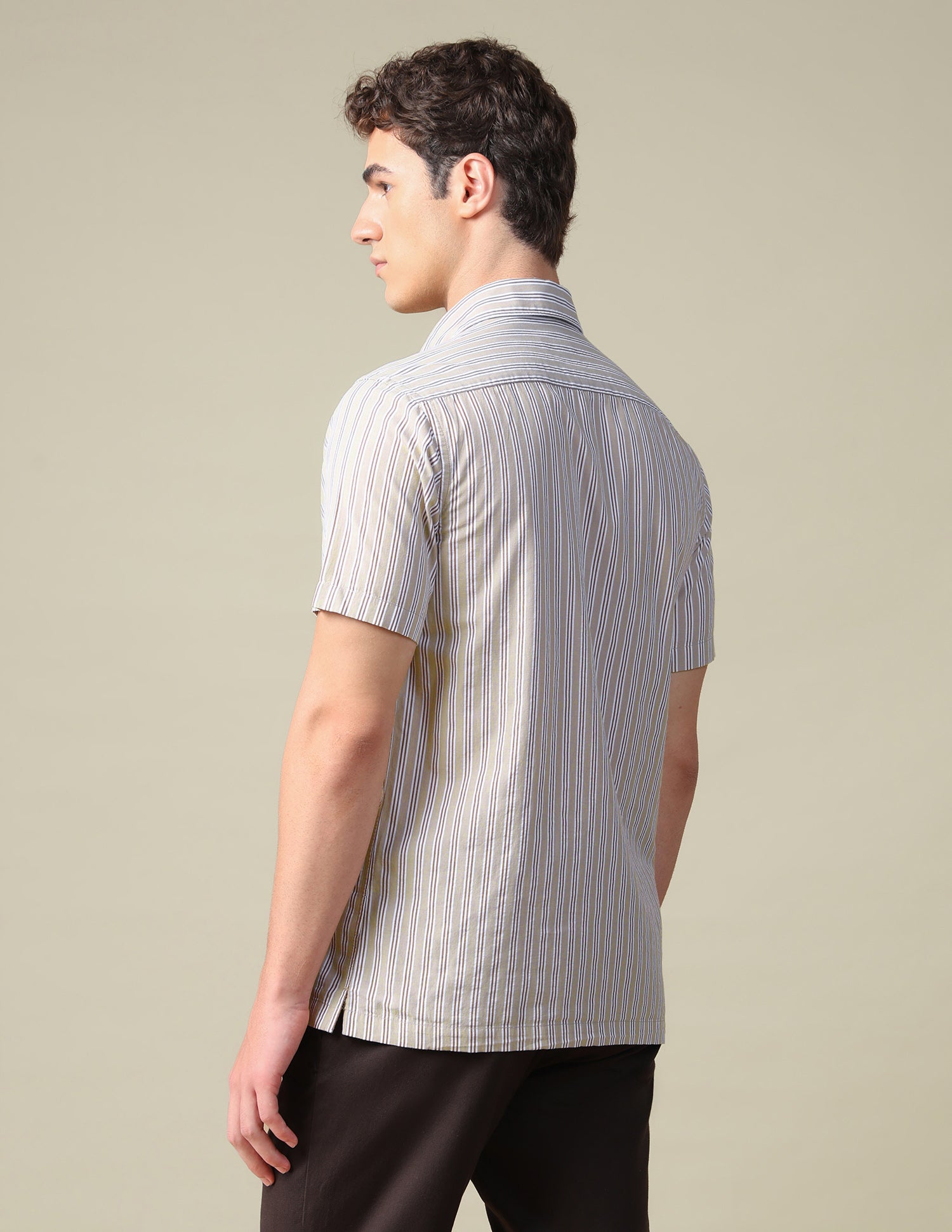Vertical Striped Seersucker Shirt Beige - U.S. Polo Assn. India | Large
