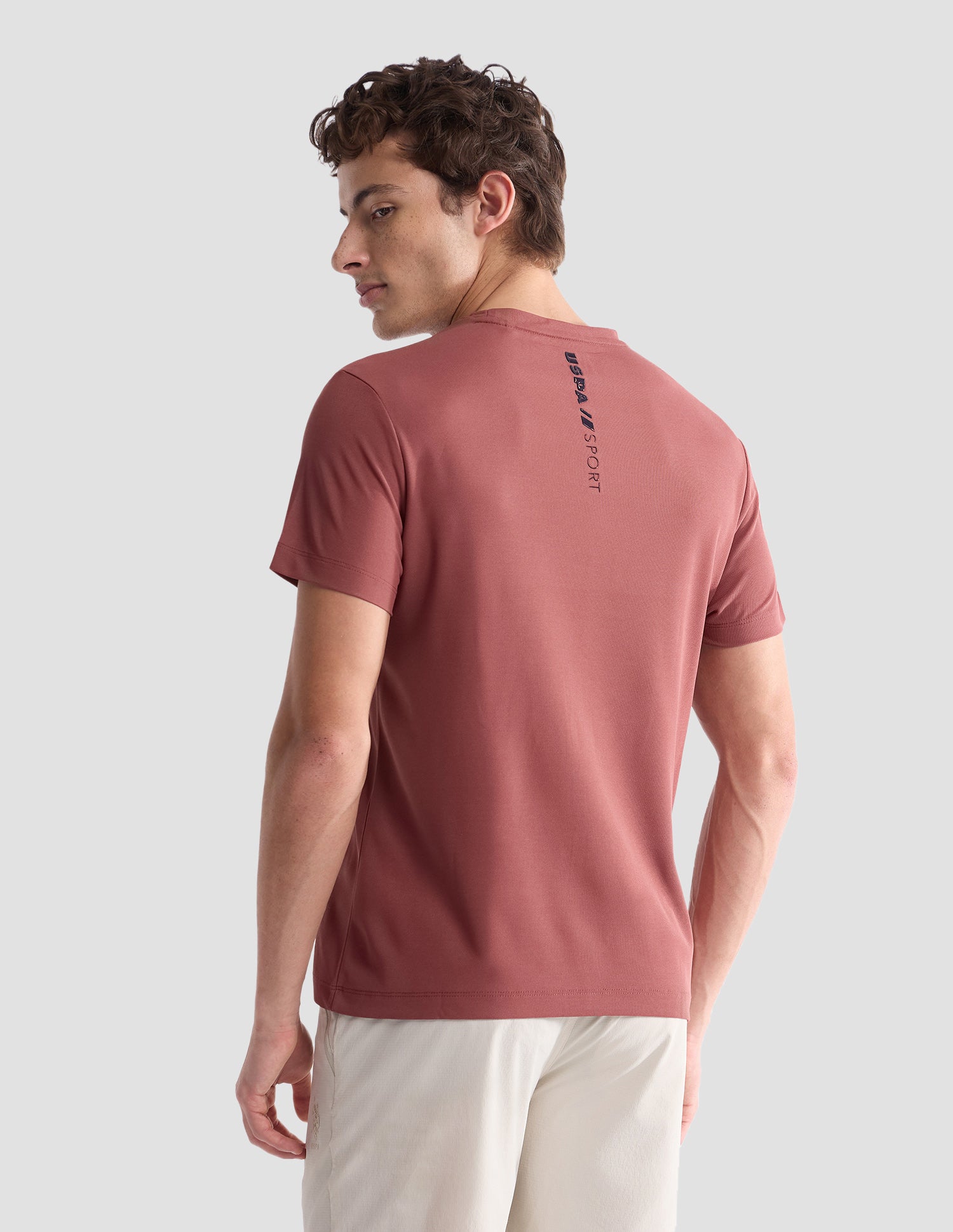 Solid Slim Fit Active T-Shirt Dark Pink - U.S. Polo Assn. India | Large