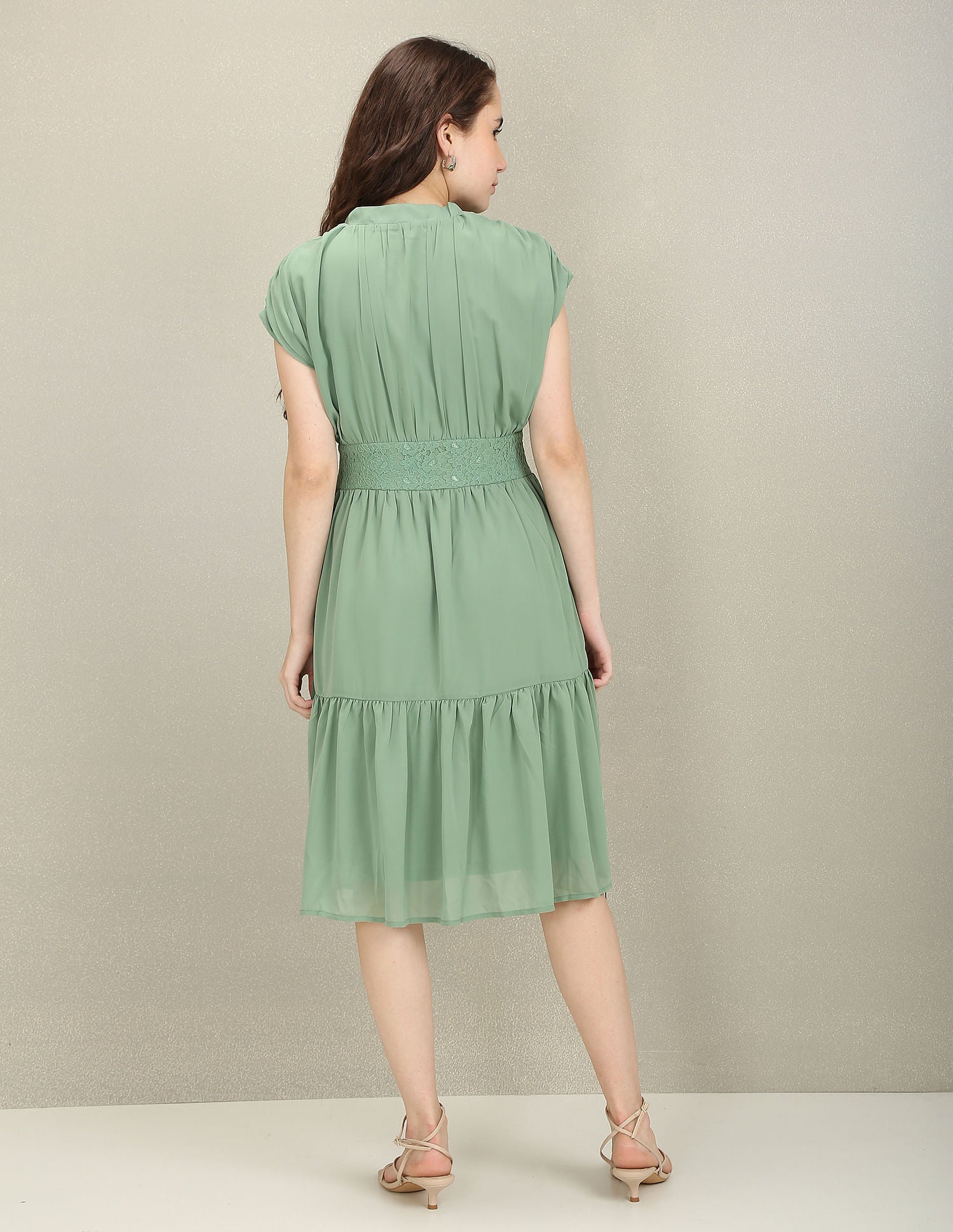 V-Neck Sleeveless Solid Empire Waist Dress Green - U.S. POLO ASSN. | Large