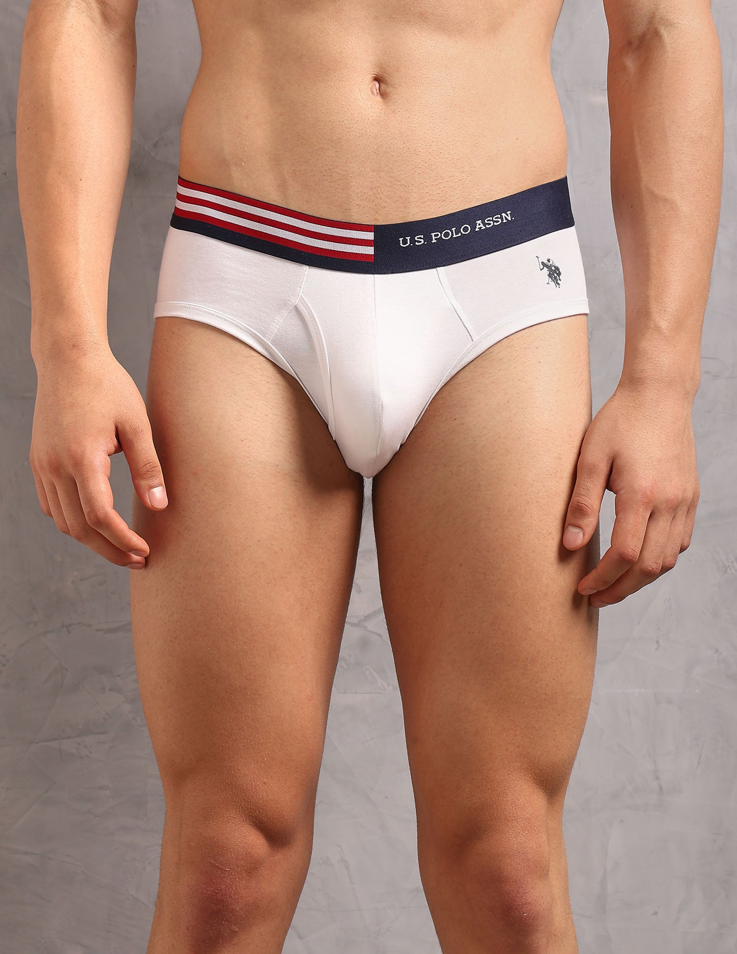 Striped Waistband OEB19 Briefs - Pack Of 2 Chinois Green and Uspa White - U.S. Polo Assn. India | Large