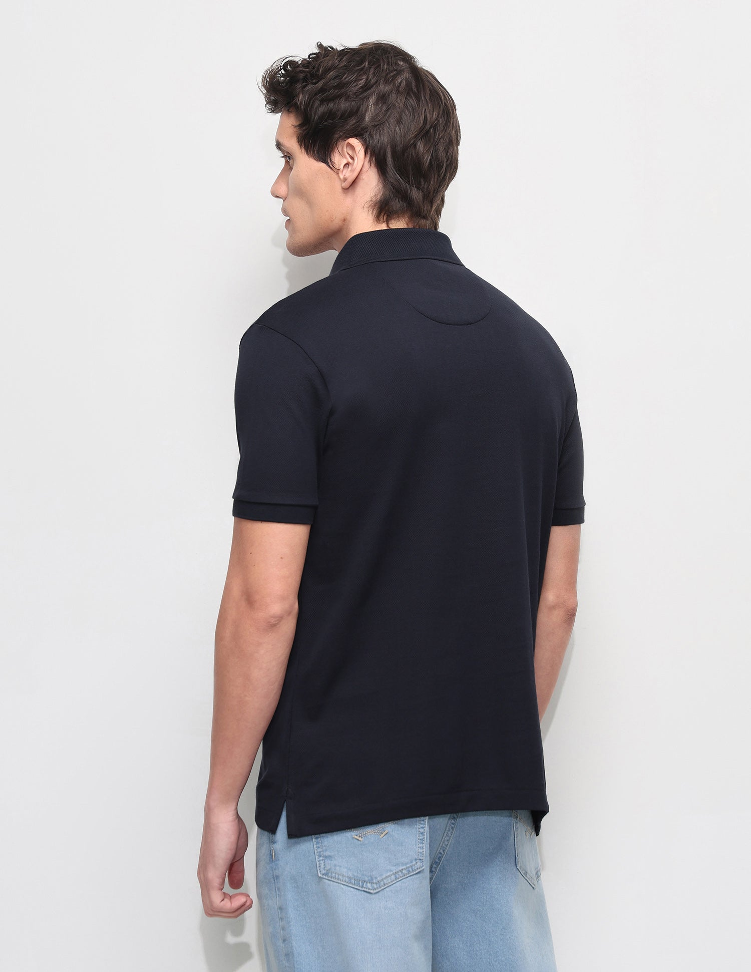 Solid Slim Fit Polo Shirt Navy - U.S. Polo Assn. India | Large