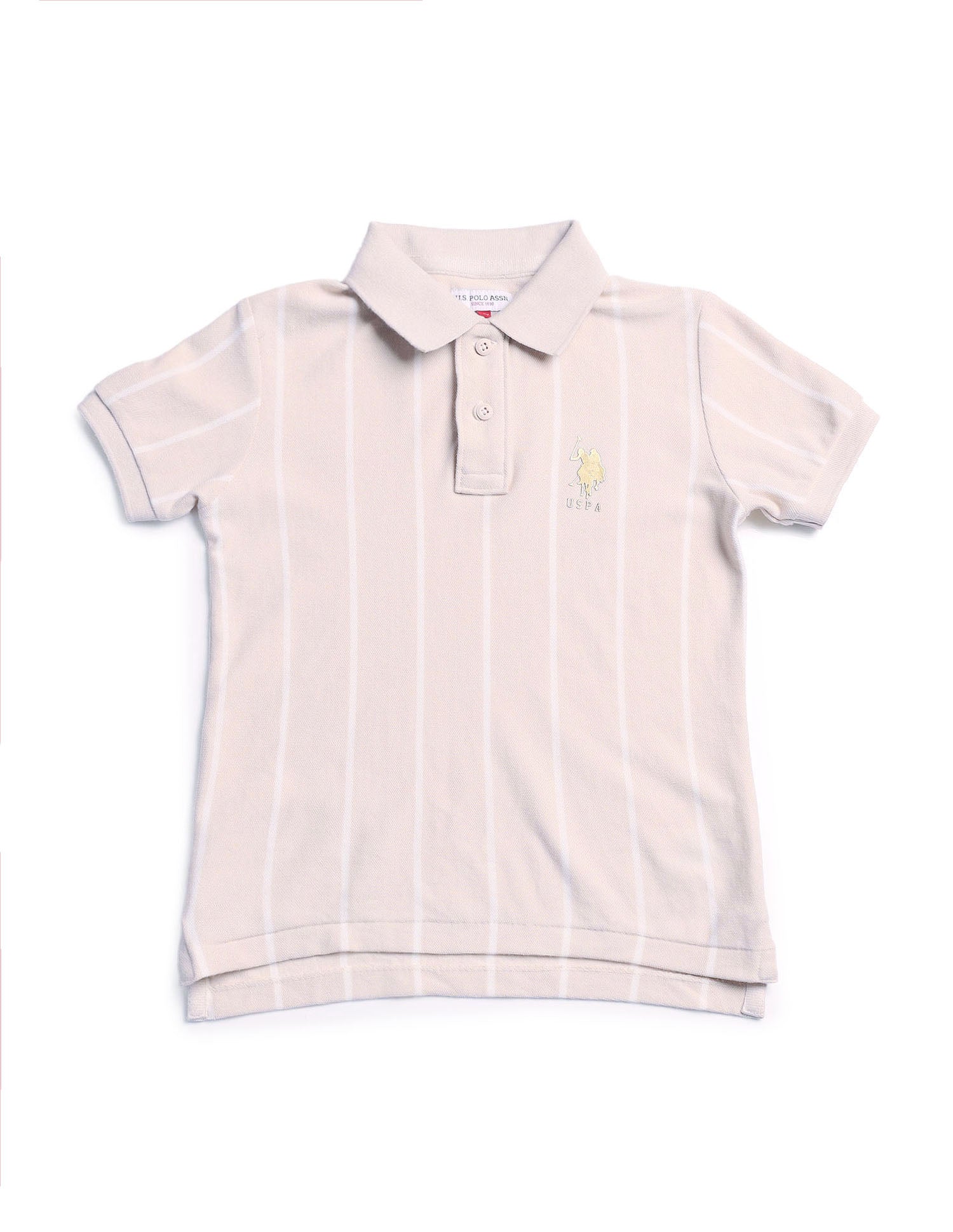 Boys Vertical Striped Regular Fit Polo Shirt Off White - U.S. POLO ASSN. | Large