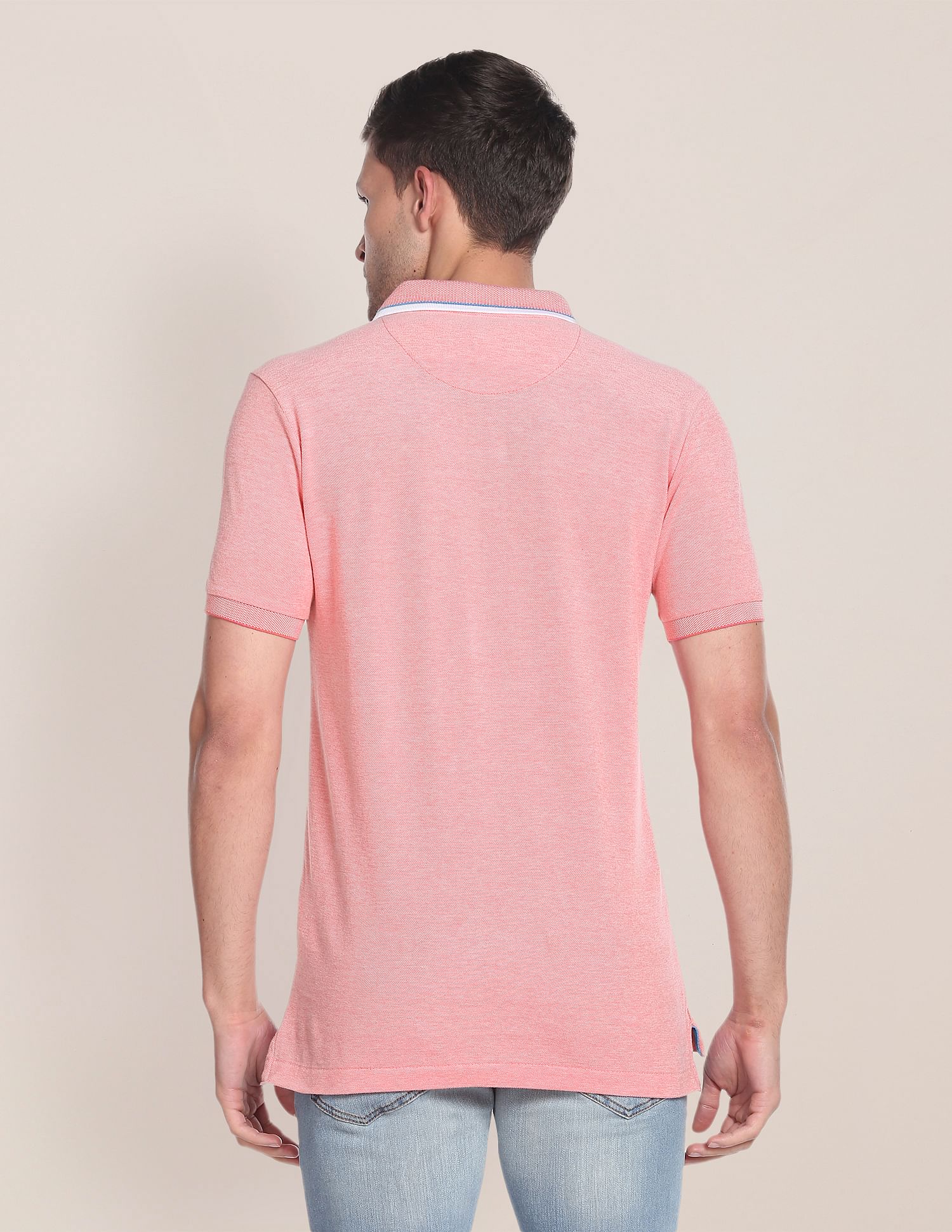 Striped Collar Birdseye Polo Shirt Pink - U.S. Polo Assn. India | Large