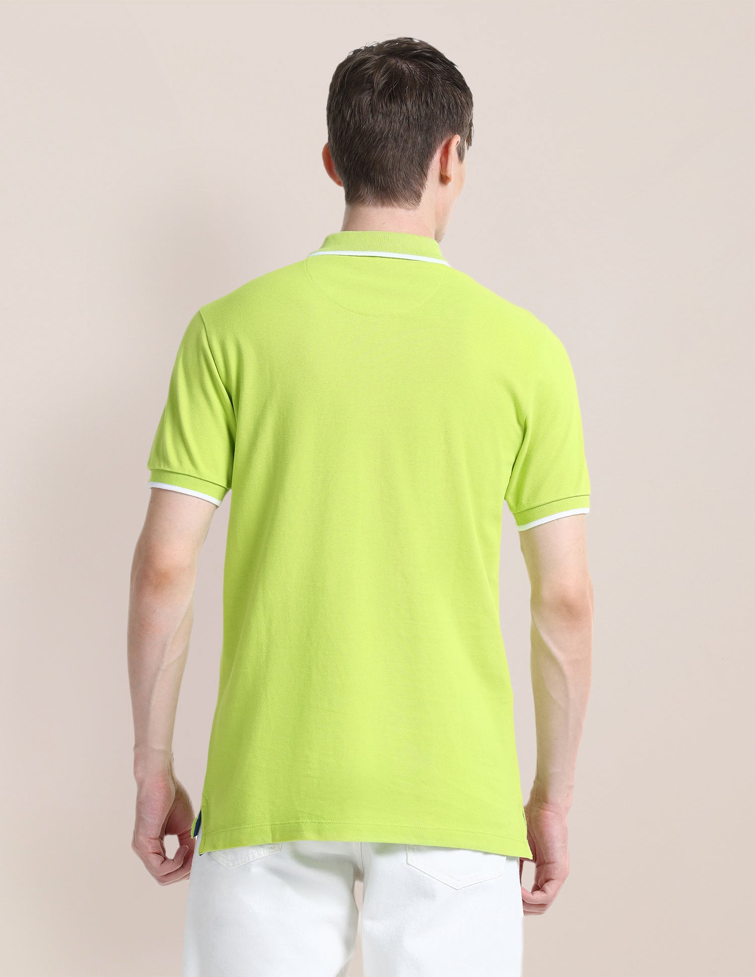 Solid Slim Fit Polo Shirt Lime-Green - U.S. Polo Assn. India | Large