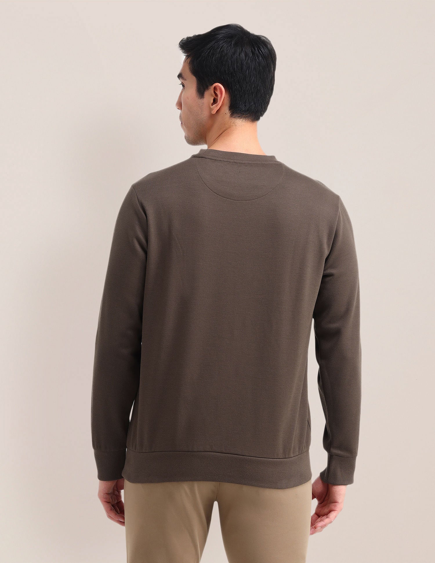 Patterned Knit Regular Fit Sweatshirt Dark Brown - U.S. Polo Assn. India | Large