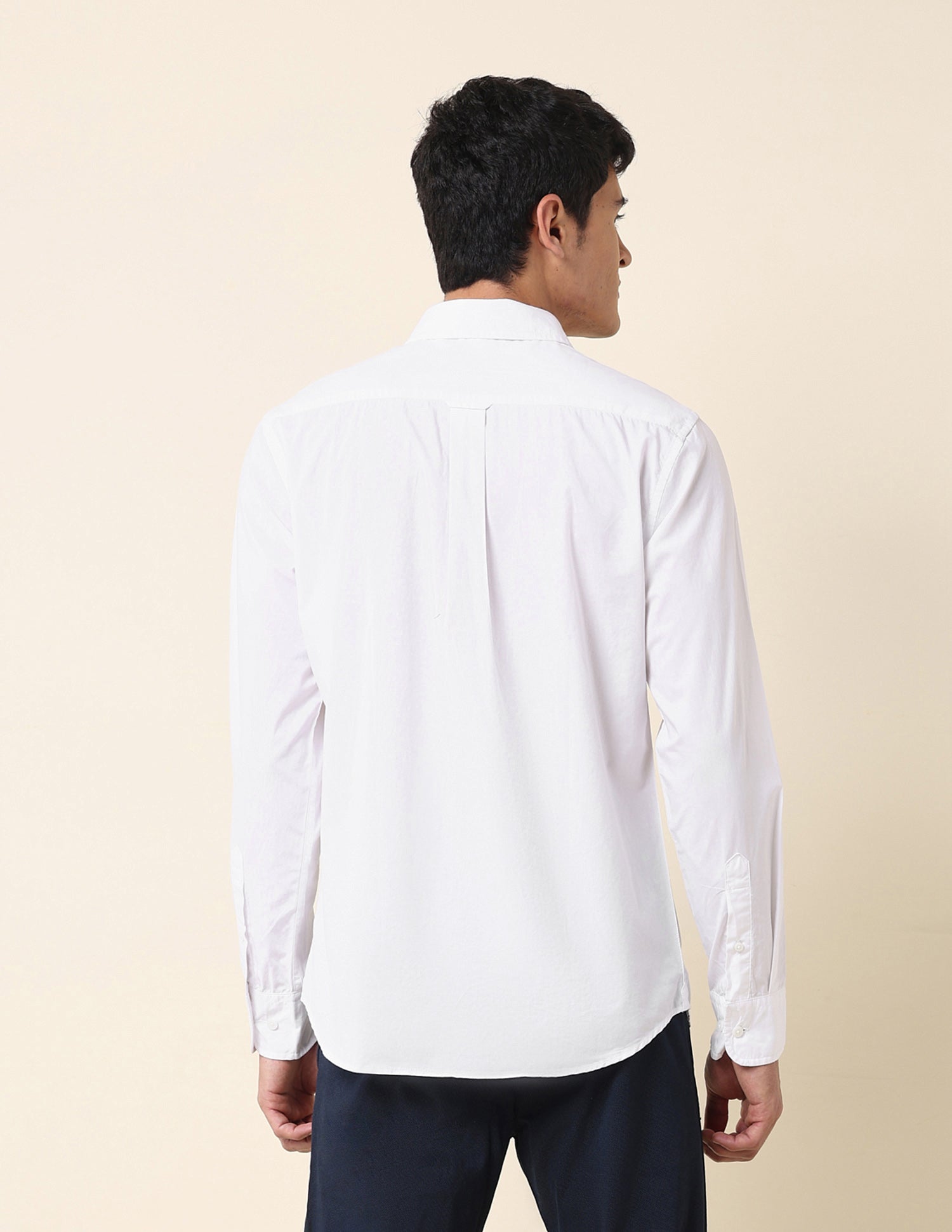 Pure Cotton Tailored Fit Solid Shirt White - U.S. Polo Assn. India | Large