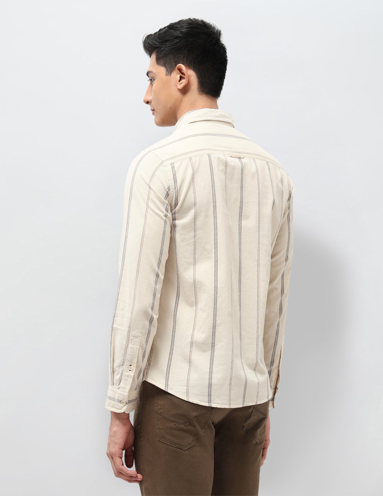 Vertical Striped Slim Fit Shirt Ivory - U.S. POLO ASSN. | Large