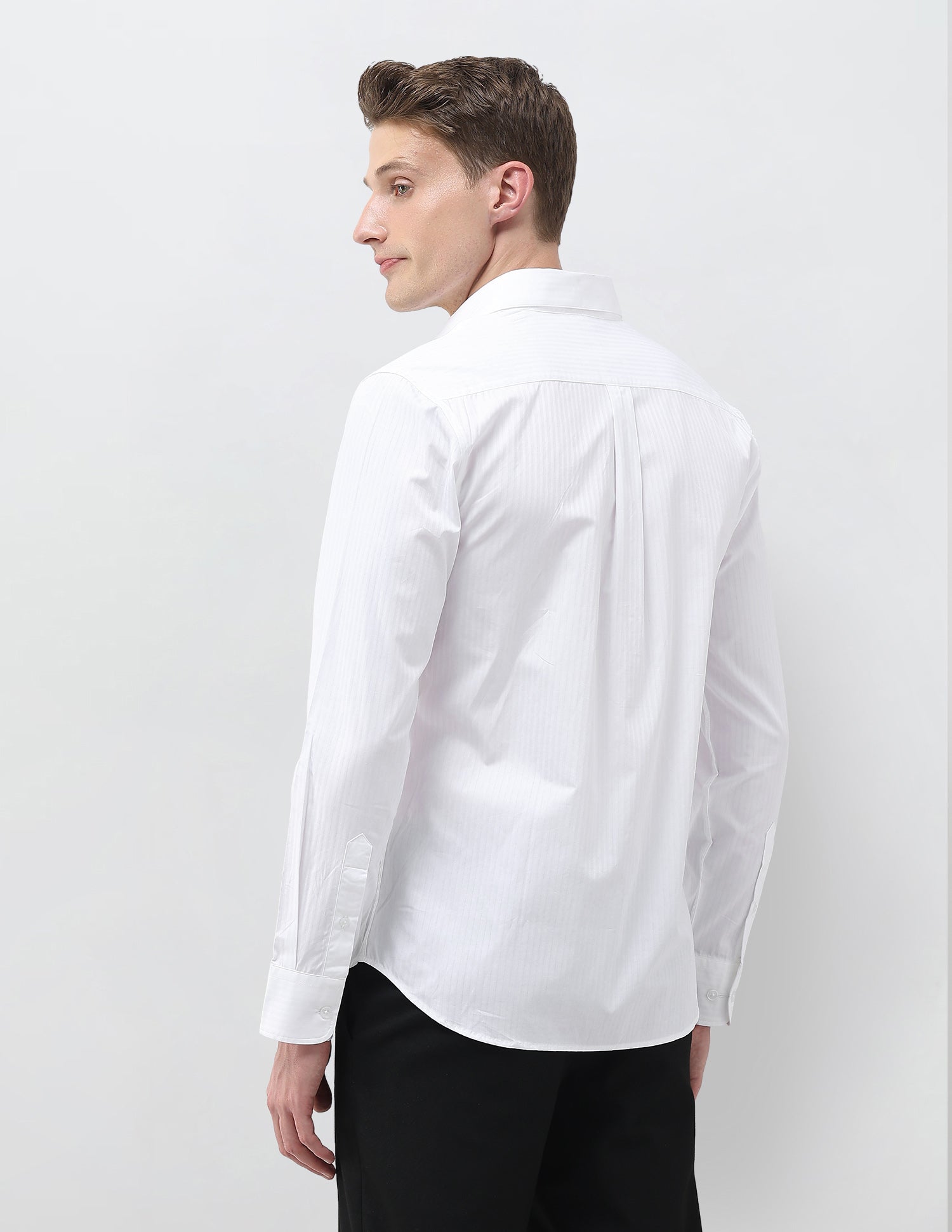 Dobby Self Design Vertical Striped Shirt White - U.S. Polo Assn. India | Large