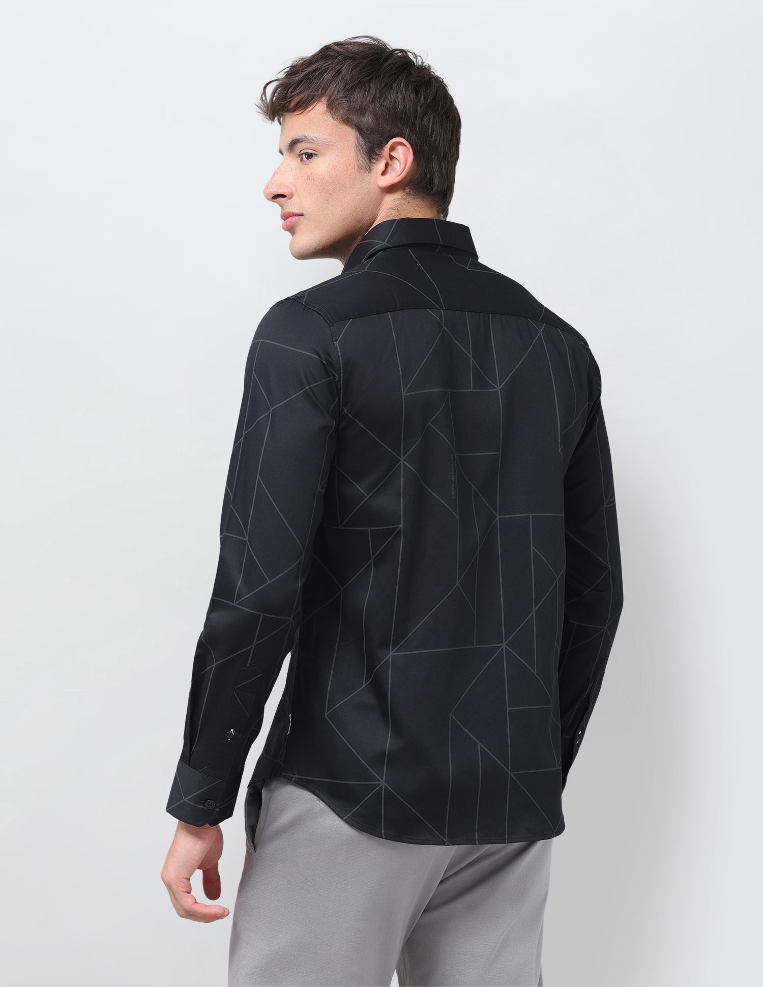 Geometric Printed Satin Shirt Black - U.S. Polo Assn. India | Large