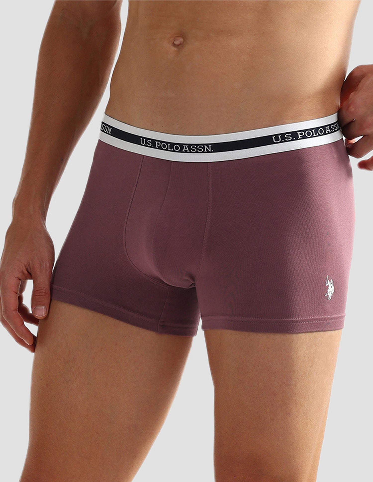 Elastic Waistband Ribbed Solid OET09 Trunks - Pack Of 2 Dusty Pink and Pastel Blue - U.S. POLO ASSN. | Large