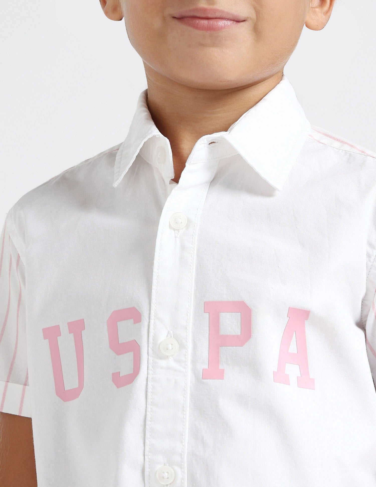 Boys Vertical Striped Regular Fit Shirt Pink - U.S. POLO ASSN. | Large