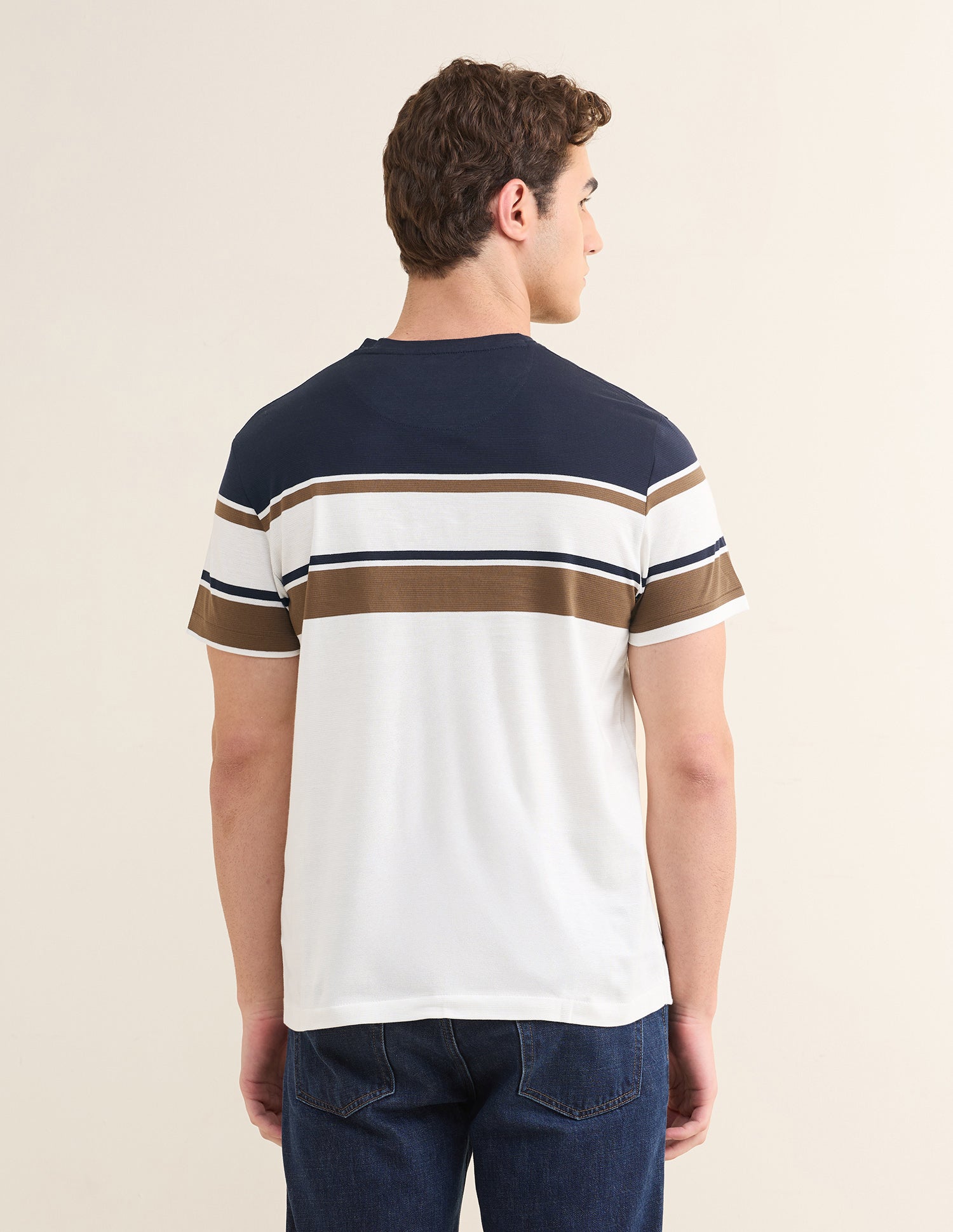 Horizontal Striped Slim Fit T-Shirt Off White - U.S. Polo Assn. India | Large