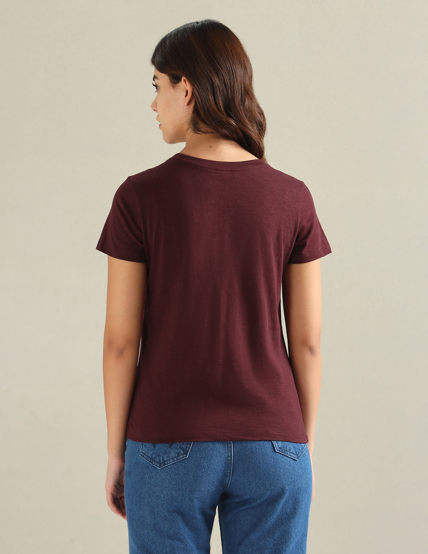 Brand Print Cotton Slub T-Shirt Maroon - U.S. POLO ASSN. | Large