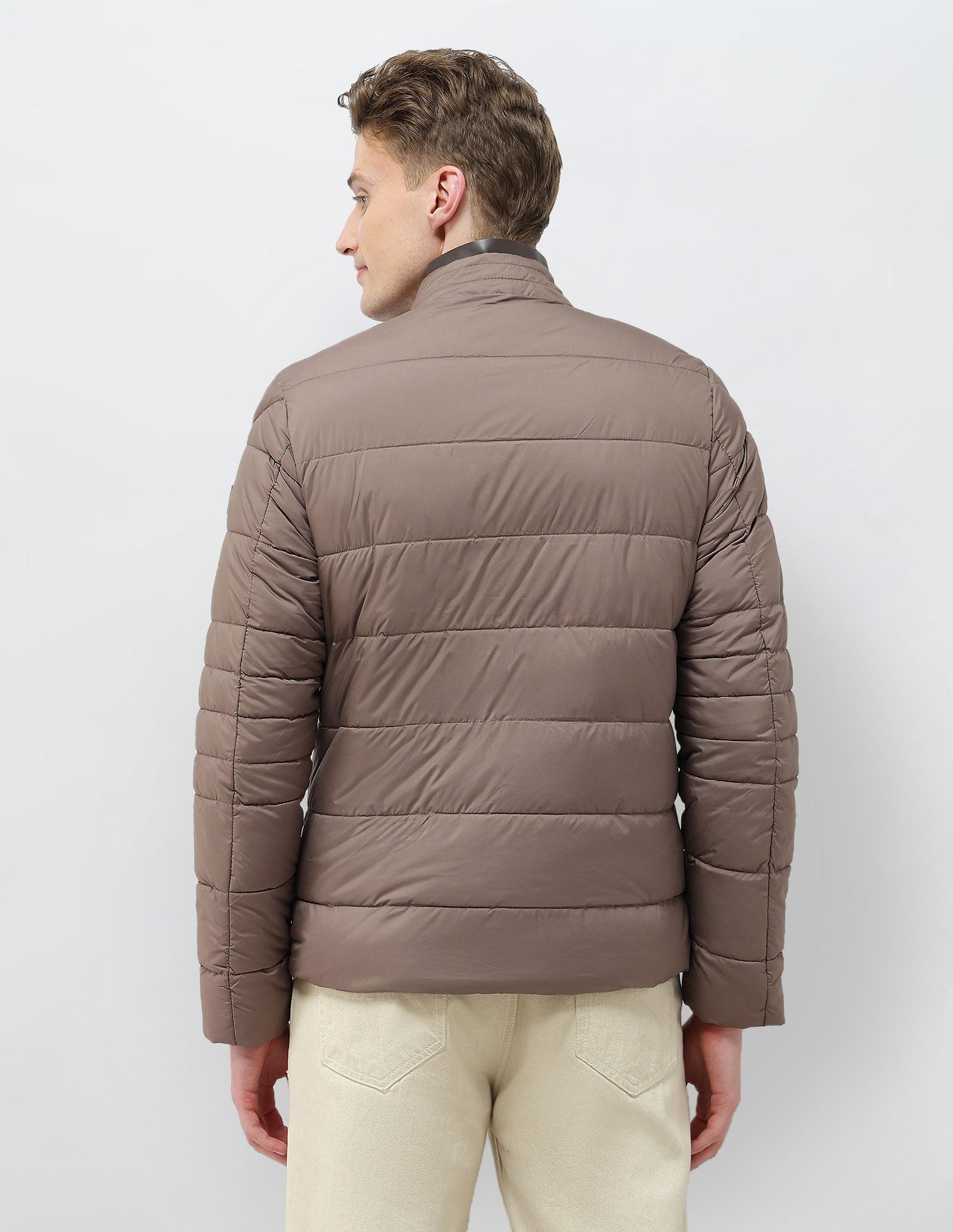 Solid Regular Fit Puffer Jacket Light Brown - U.S. Polo Assn. India | Large