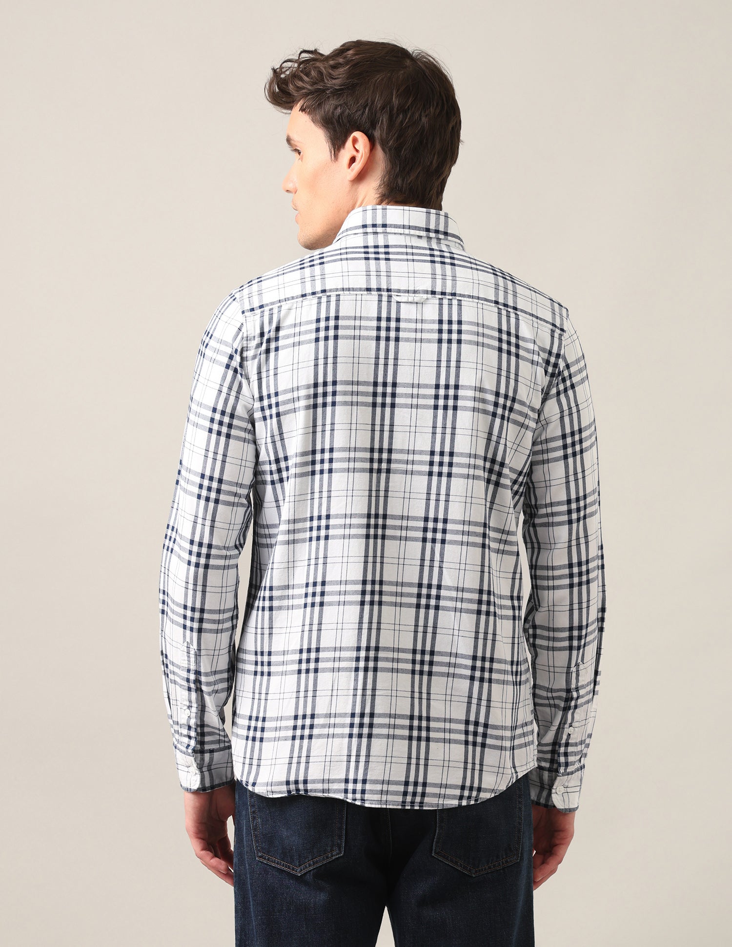 Tartan Checked Twill Shirt White - U.S. Polo Assn. India | Large