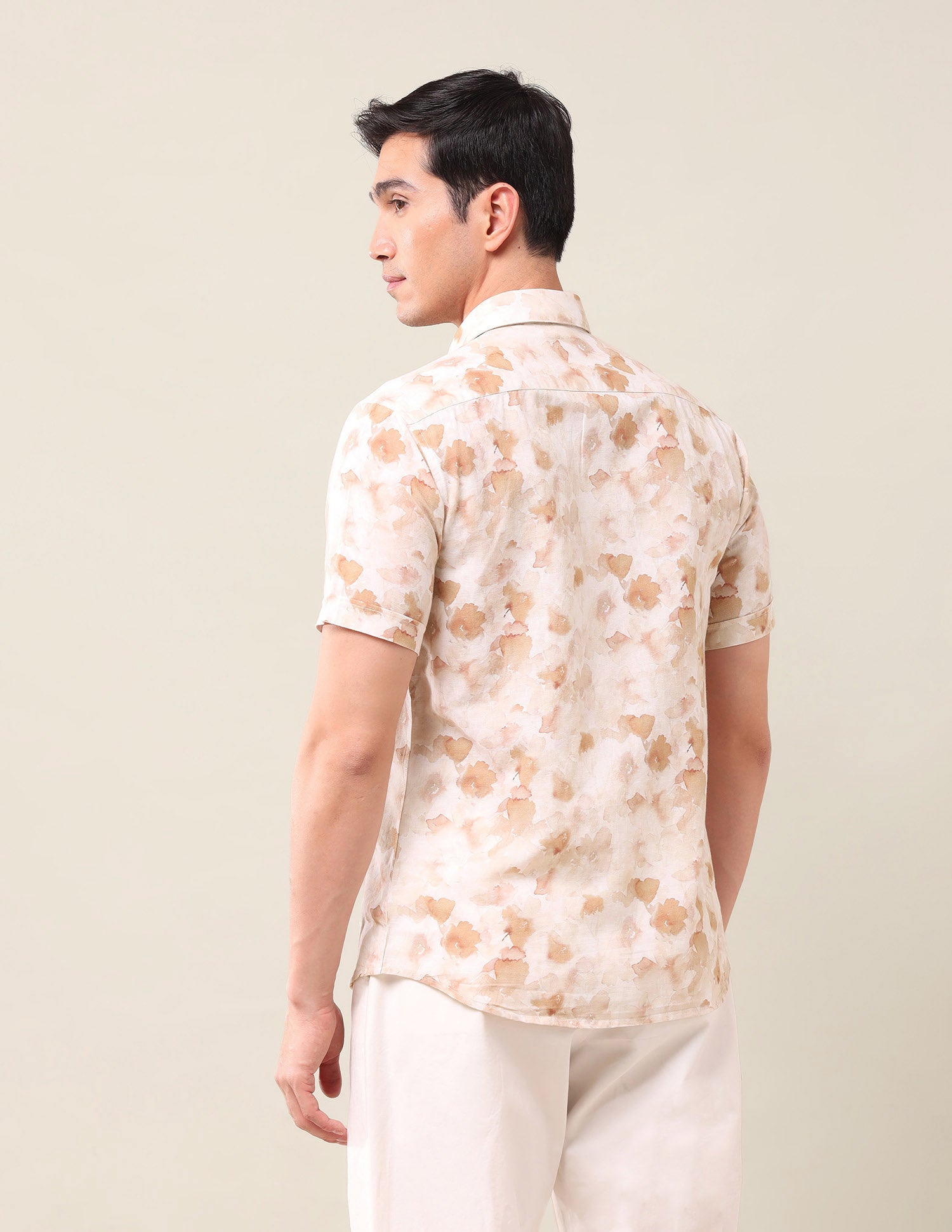 Tailored Fit Floral Printed Shirt Beige - U.S. Polo Assn. India | Large