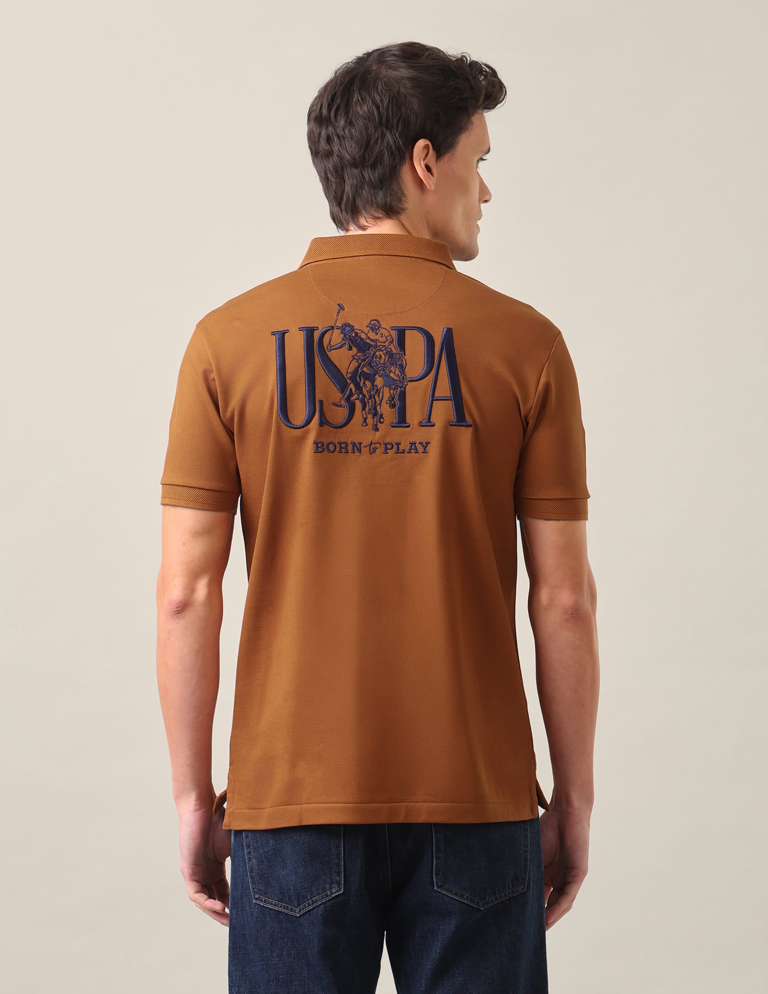 Graphic Printed Slim Fit Polo Shirt Rust Orange - U.S. Polo Assn. India | Large