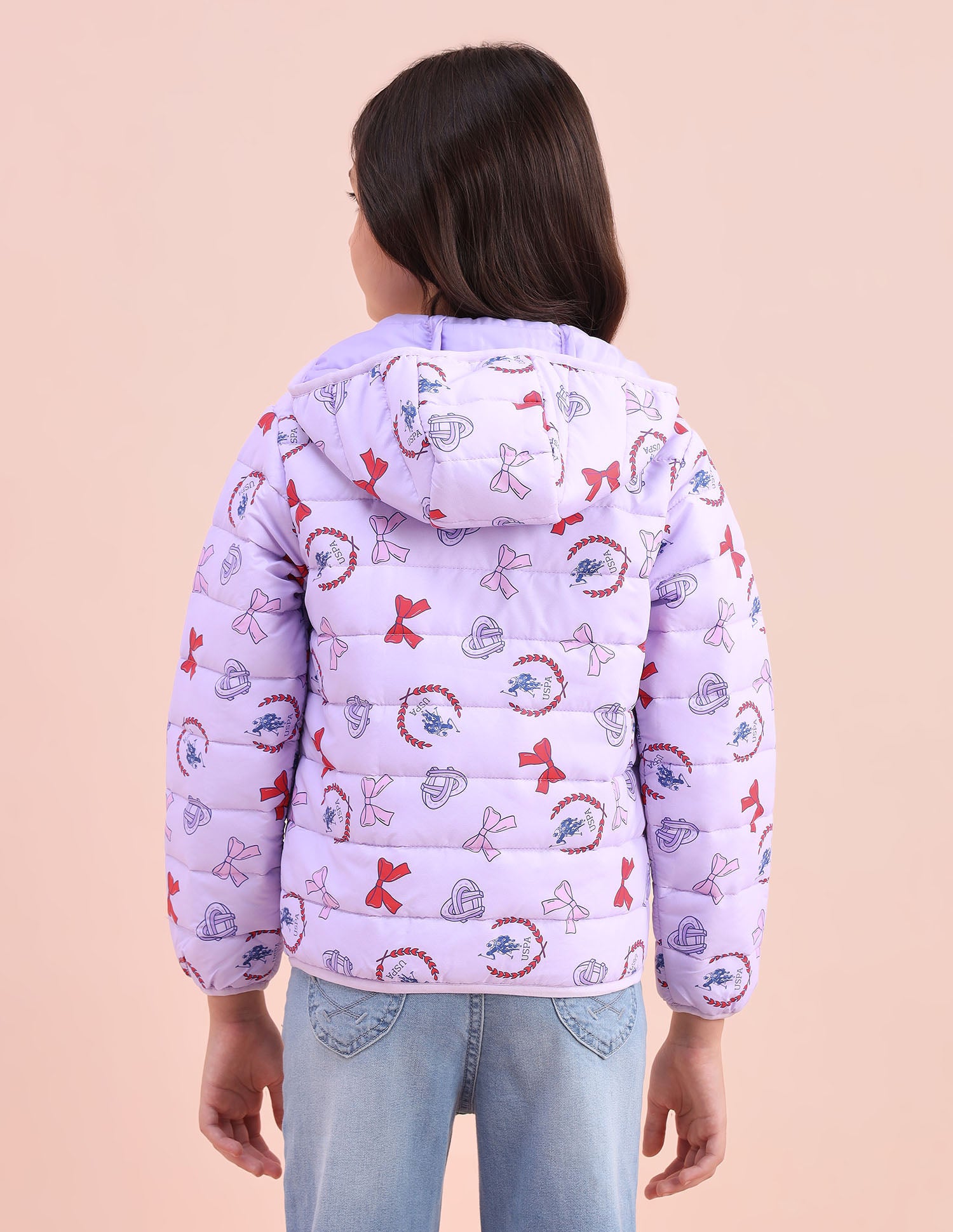 Graphic Printed Puffer Jacket Lilac - U.S. POLO ASSN. | Large