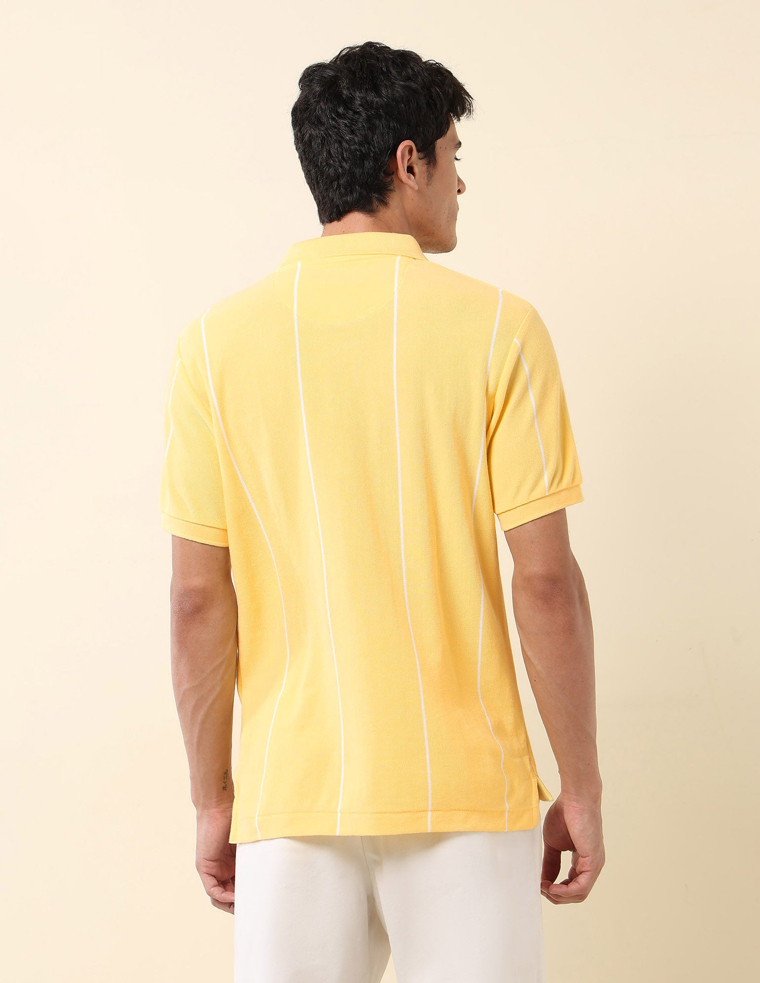 Vertical Striped Summer Splash Polo Shirt Yellow - U.S. Polo Assn. India | Large