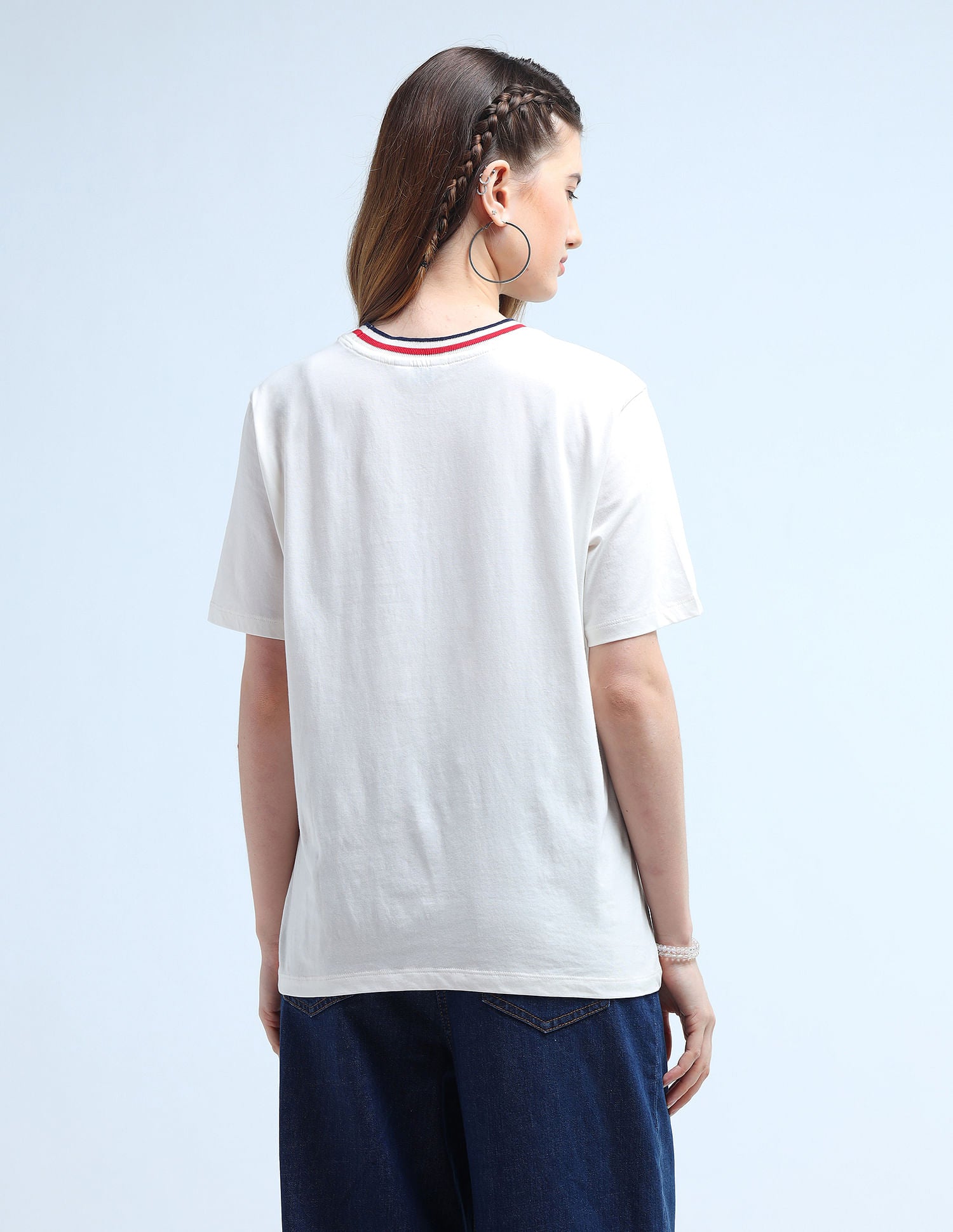 Brand Embroidered Boxy Fit T-Shirt Off White - U.S. Polo Assn. India | Large