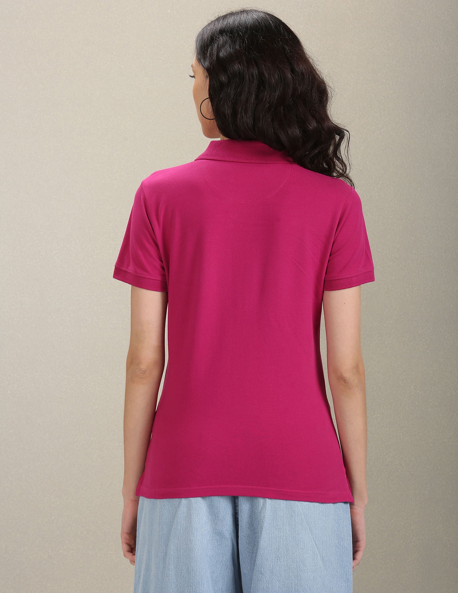 Ribbed Collar Solid Polo Shirt Fuchsia - U.S. POLO ASSN. | Large