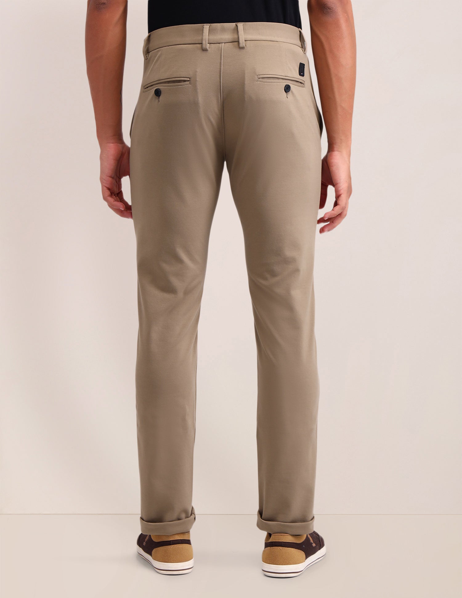 Austin Slim Fit Solid Trousers Khaki - U.S. Polo Assn. India | Large