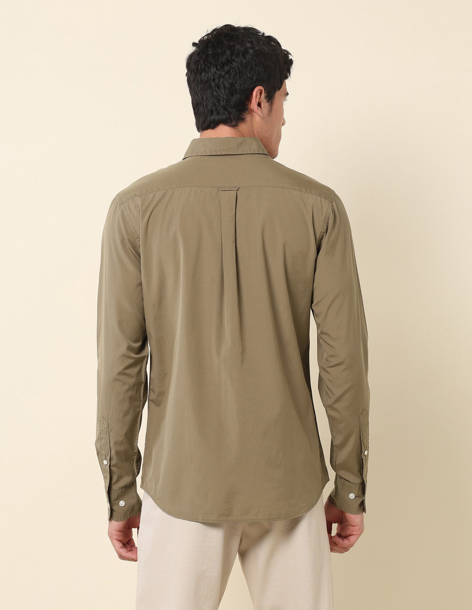 Pure Cotton Tailored Fit Shirt Khaki - U.S. Polo Assn. India | Large