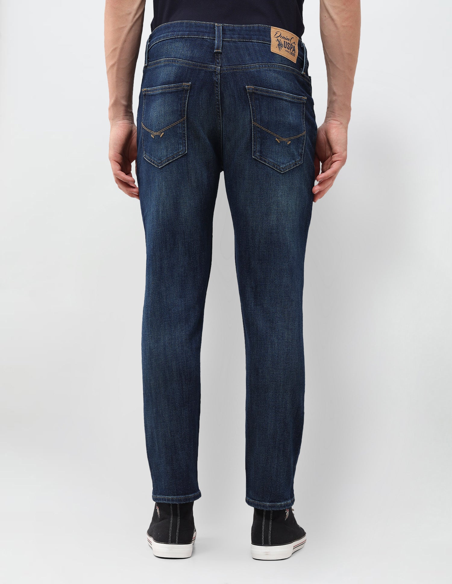 Cole Comfort Cropped Fit Blue Jeans Mid Blue - U.S. Polo Assn. India | Large