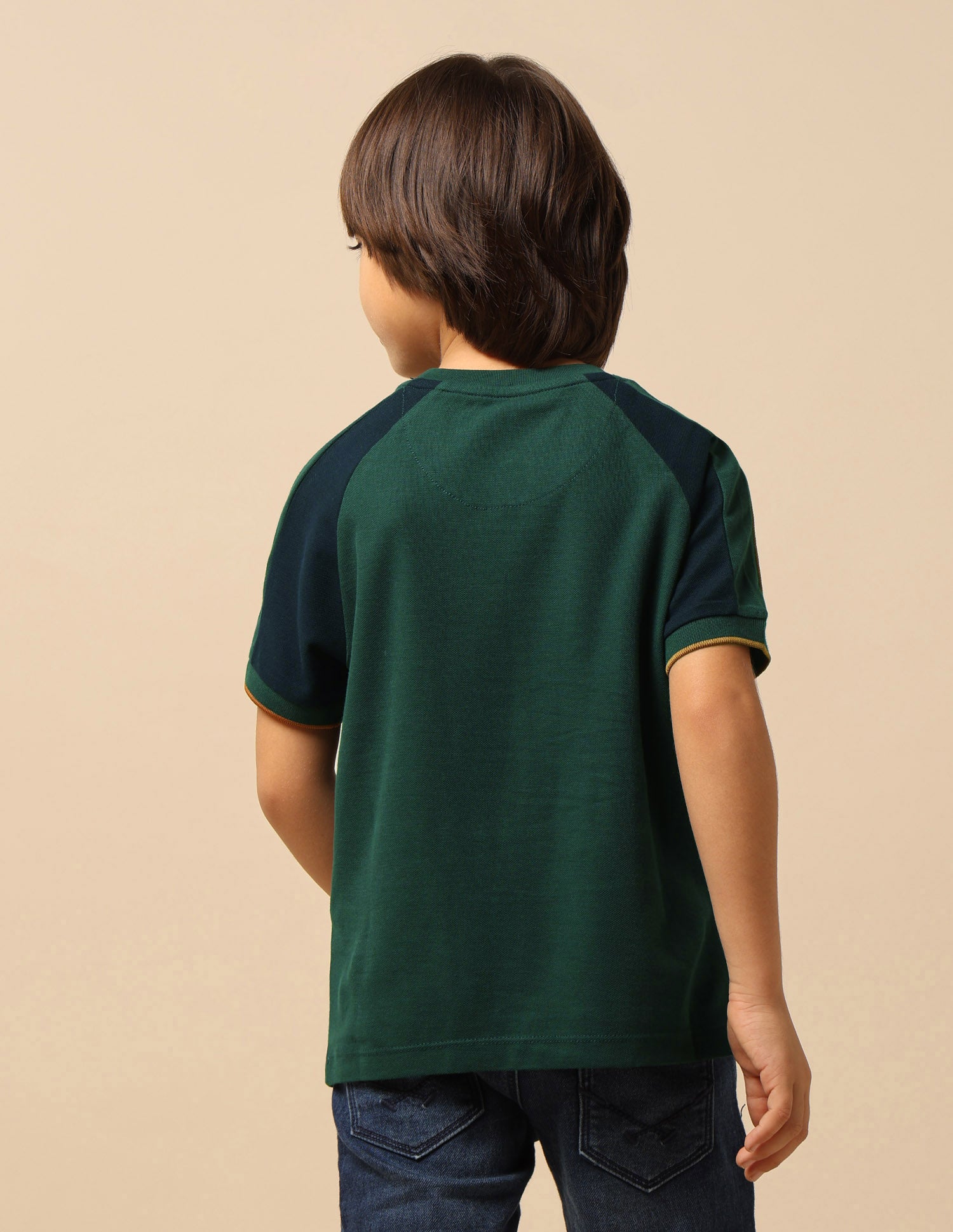 Boys Colour Blocked Regular Fit T-Shirt Dark Green - U.S. POLO ASSN. | Large