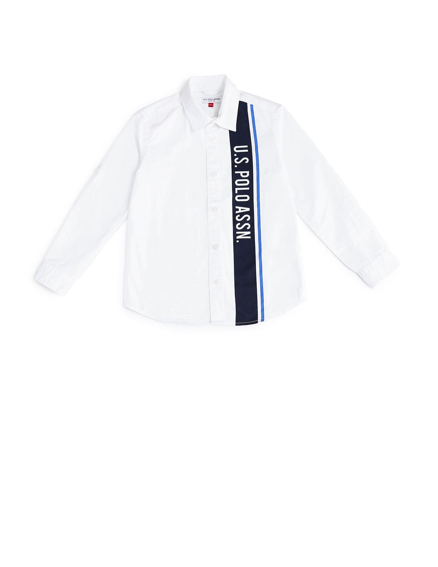 Boys Horizontal Striped Cotton Shirt White - U.S. POLO ASSN. | Large