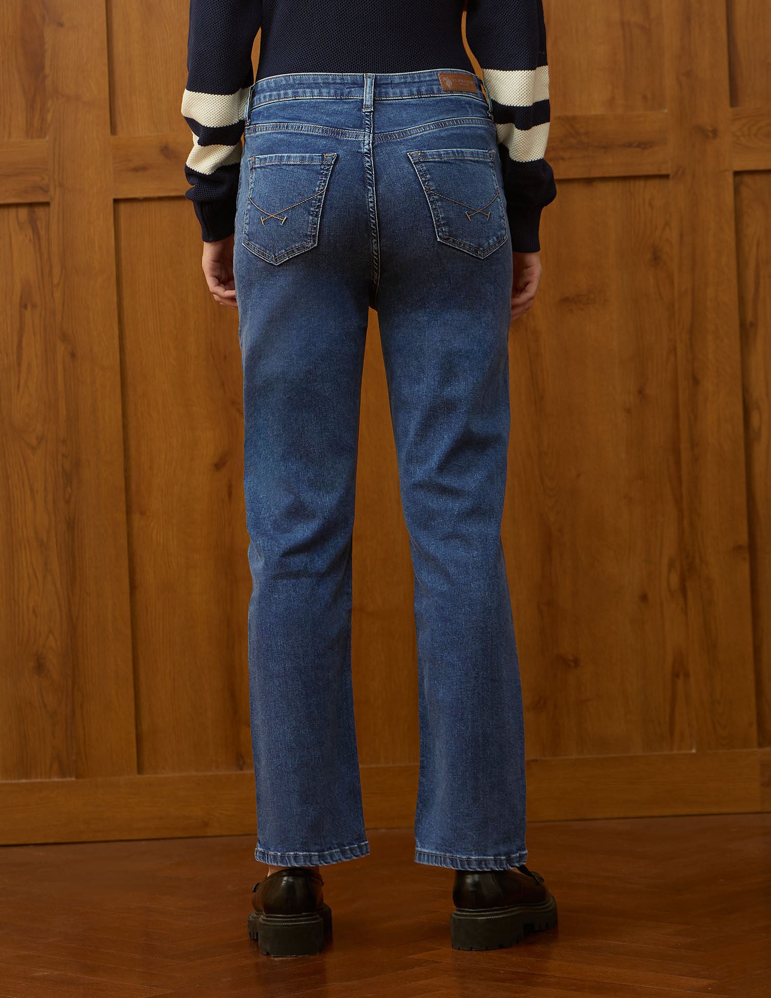 High Rise Straight Fit Jeans Dark Blue - U.S. POLO ASSN. | Large