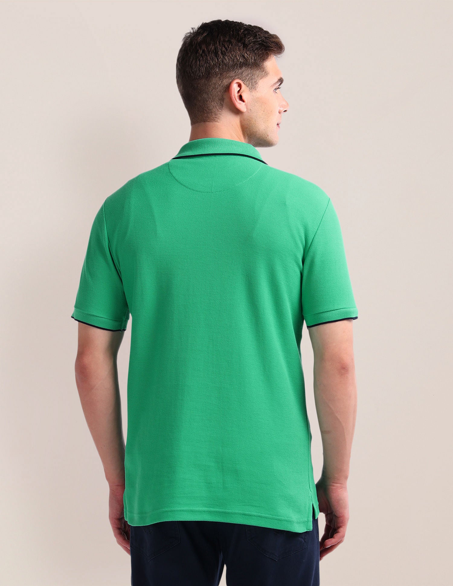 Solid Slim Fit Polo Shirt Green - U.S. Polo Assn. India | Large