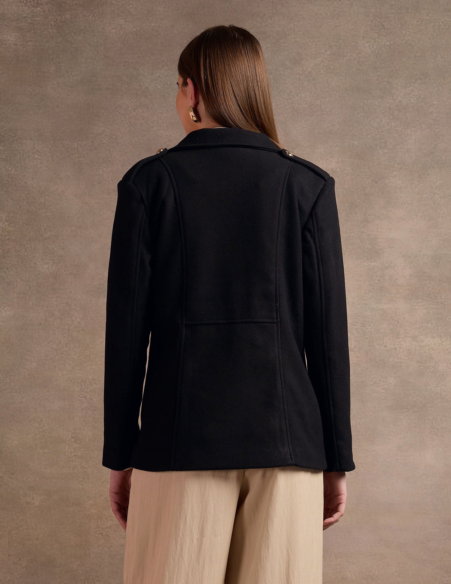 Double Breasted Longline Jacket Black - U.S. POLO ASSN. | Large