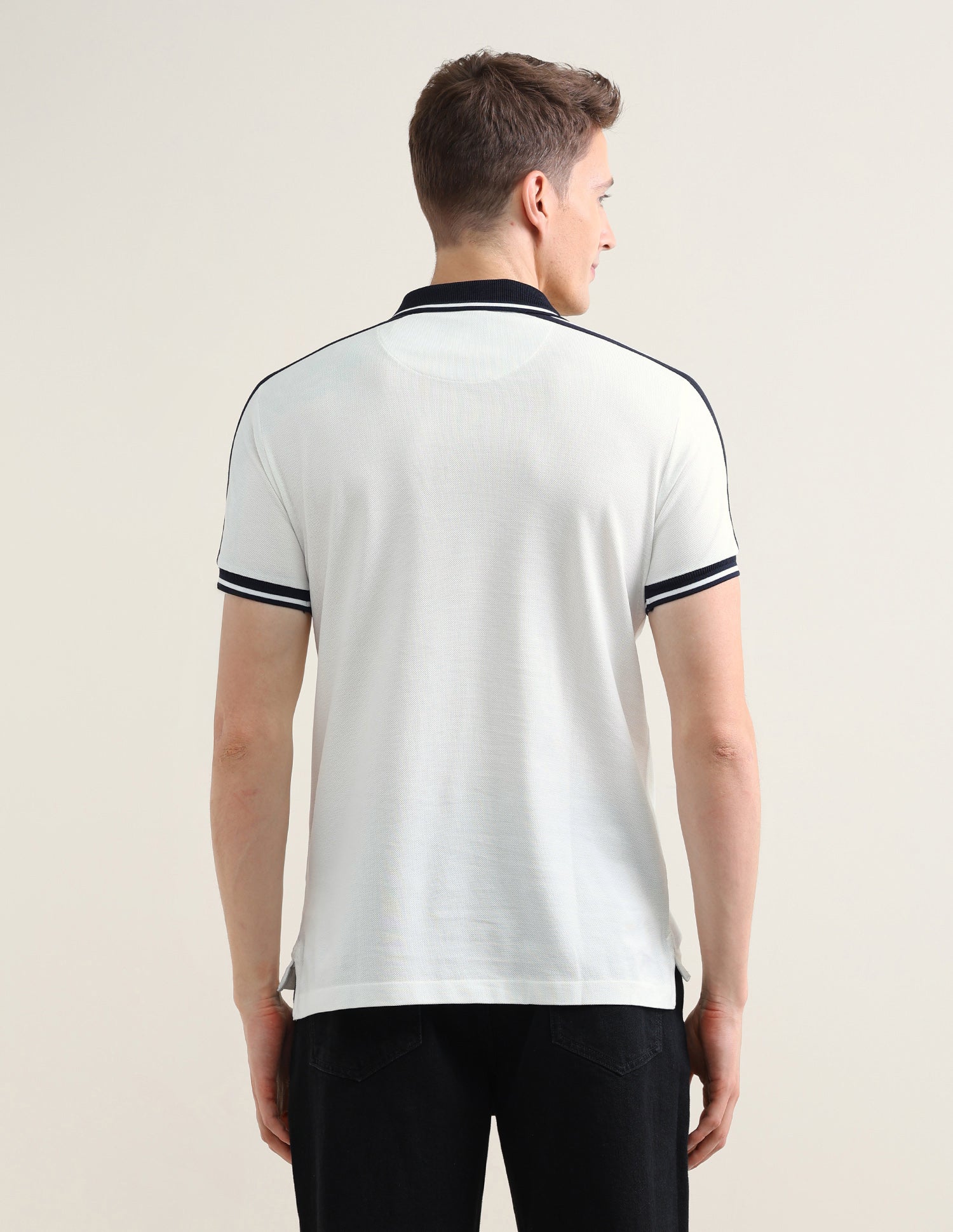 Solid Slim Fit Polo Shirt Off White - U.S. Polo Assn. India | Large