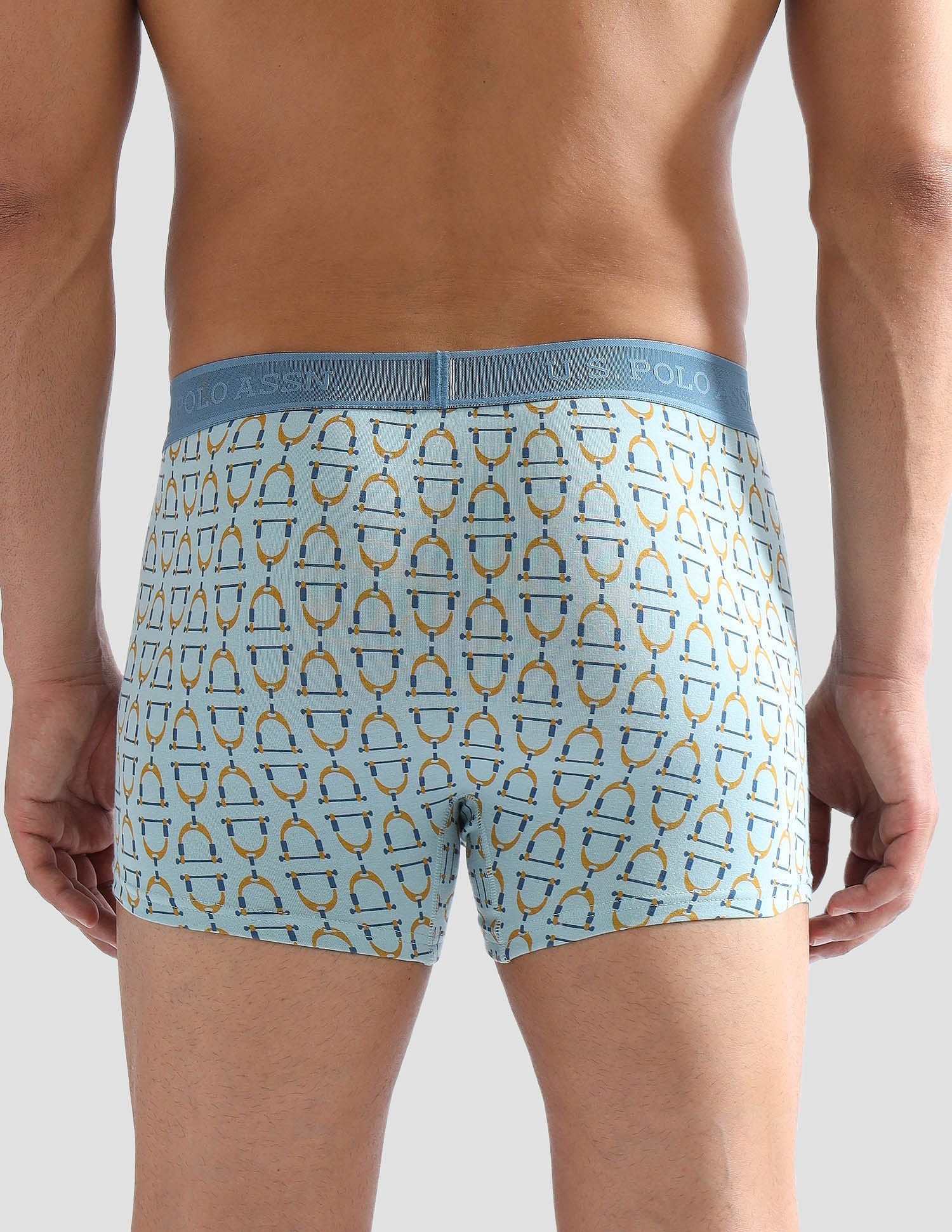 Anti Microbial Printed PT005 Trunks - Pack of 1 Blue Print - U.S. POLO ASSN. | Large