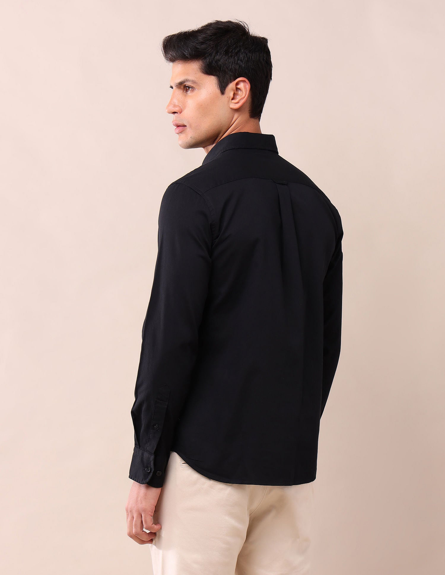 Tailored Fit Poplin Shirt Black - U.S. Polo Assn. India | Large