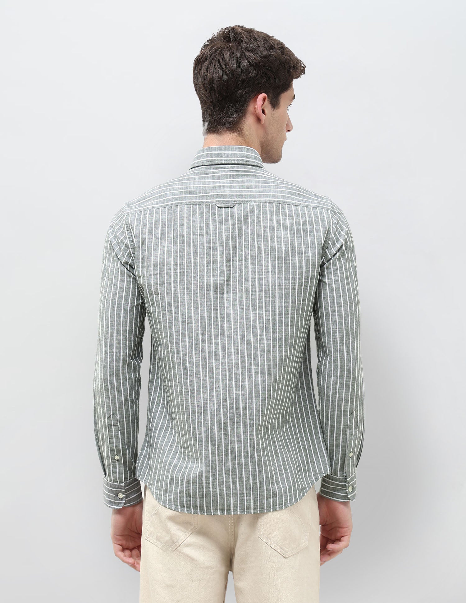 Vertical Striped Regular Fit Shirt Green - U.S. POLO ASSN. | Large