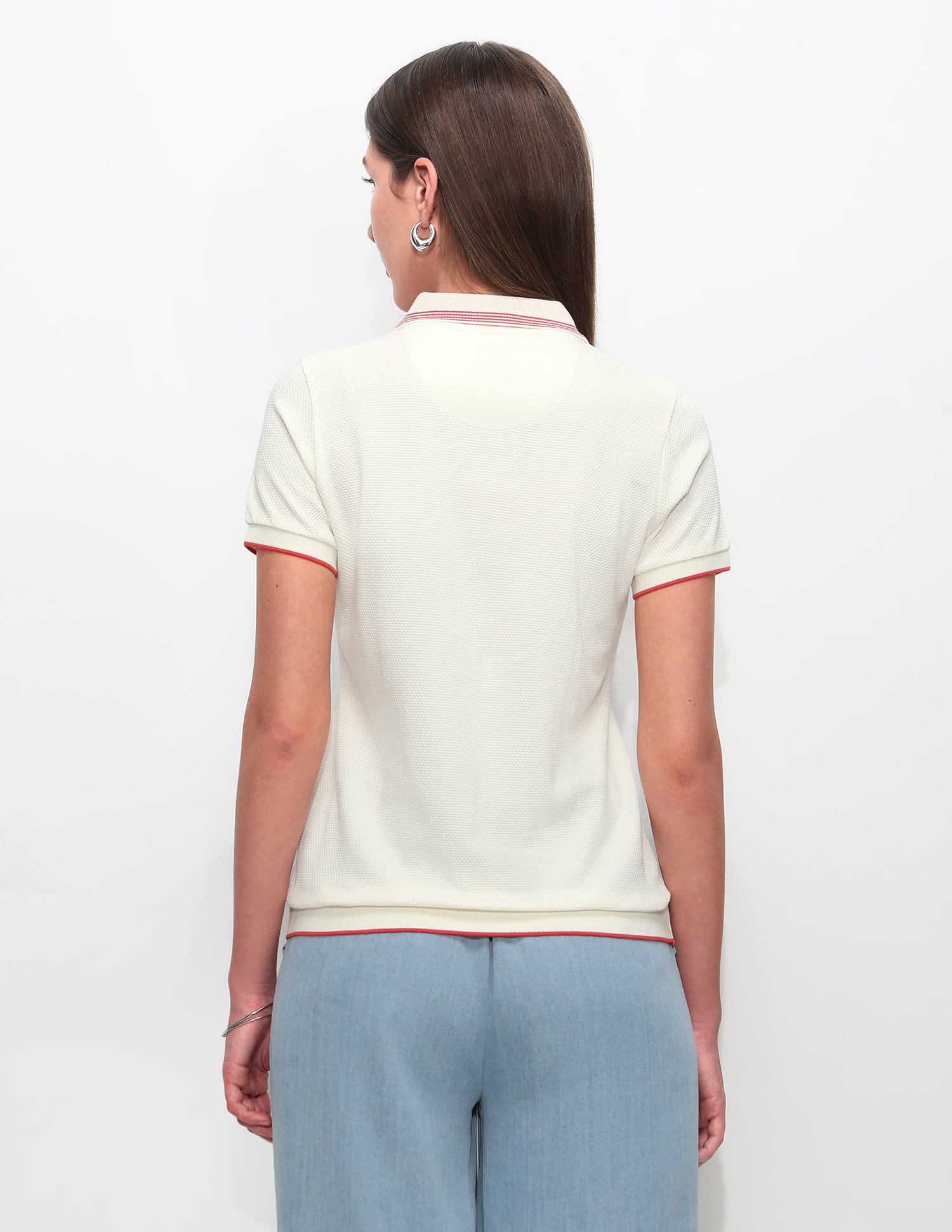 Relaxed Fit Solid Polo Shirt Off White - U.S. Polo Assn. India | Large