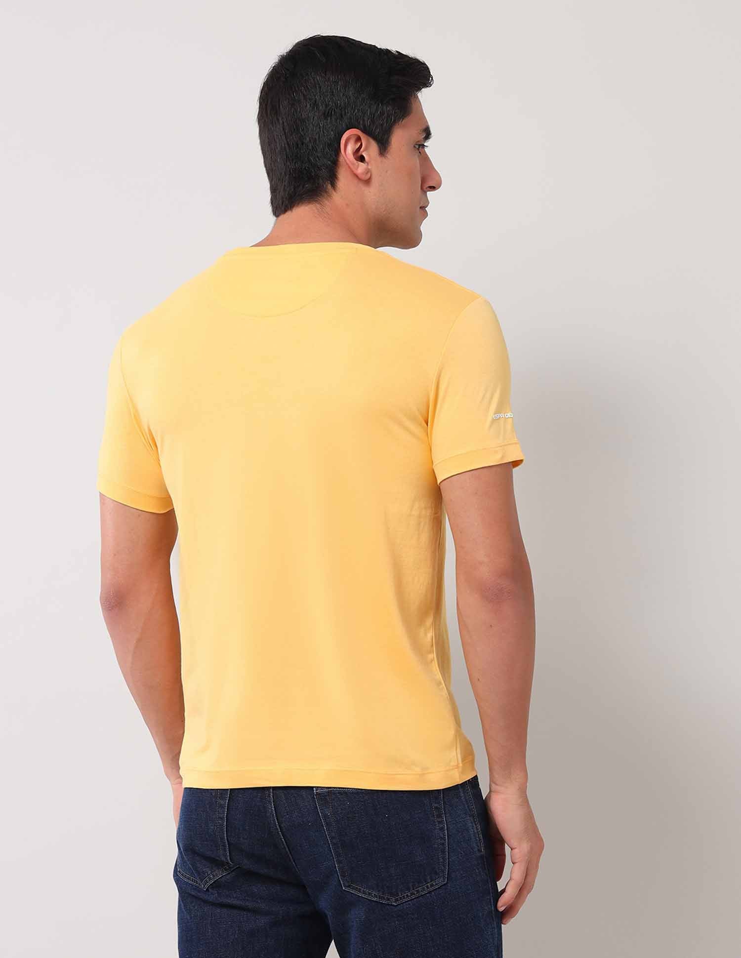 Brand Printed Pure Cotton T-Shirt Yellow - U.S. Polo Assn. India | Large
