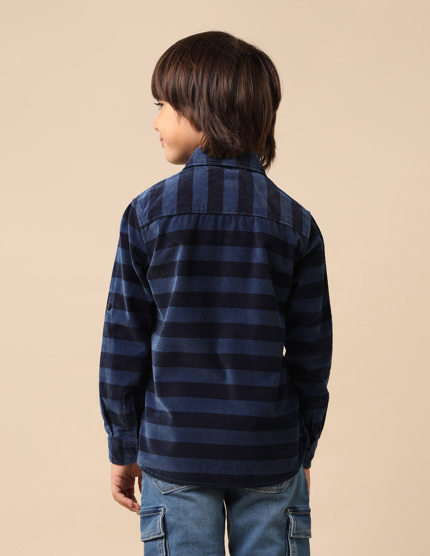 Boys Horizontal Striped Pure Cotton Shirt Indigo - U.S. POLO ASSN. | Large